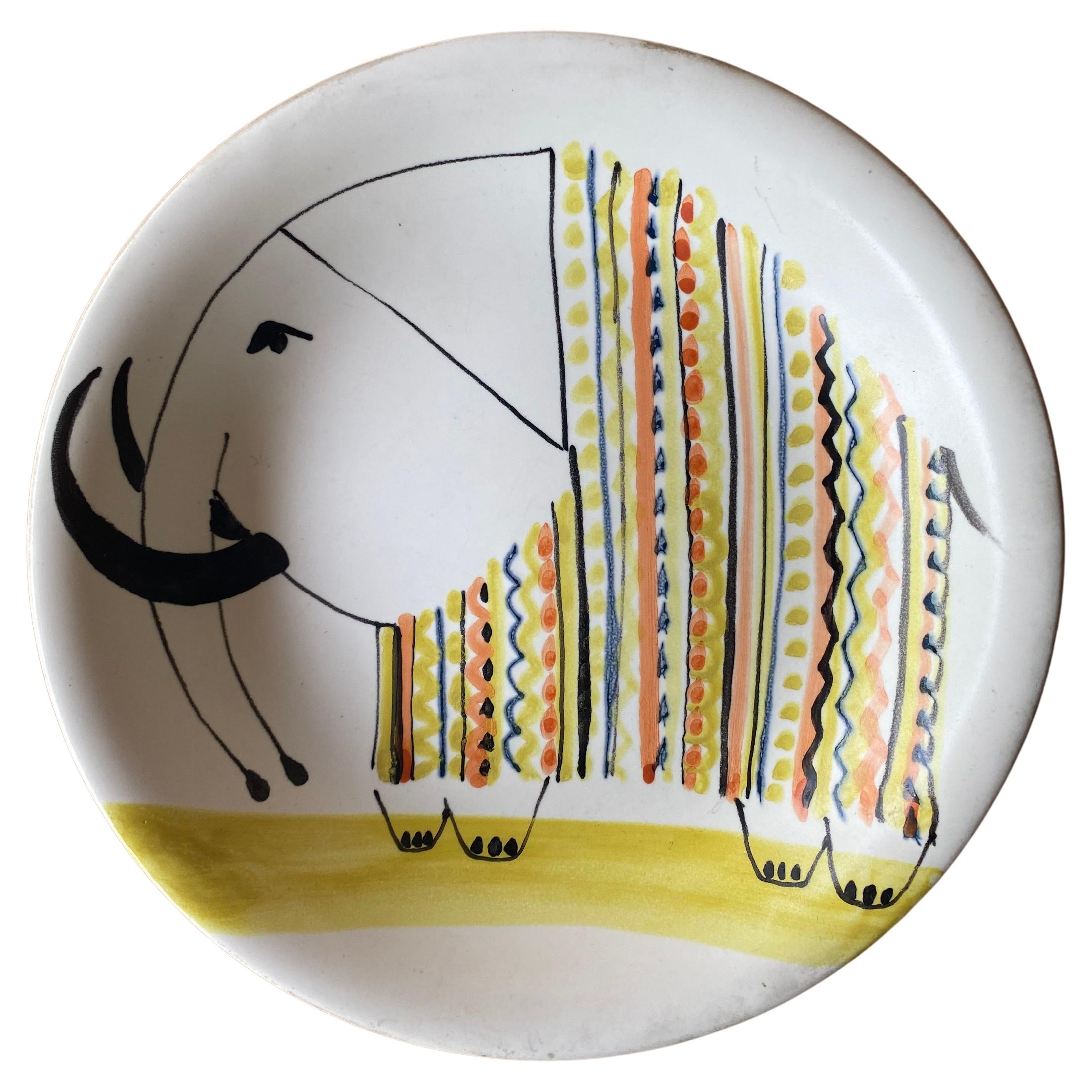 Ceramic Plate by Roger Capron, France, 1950s For Sale