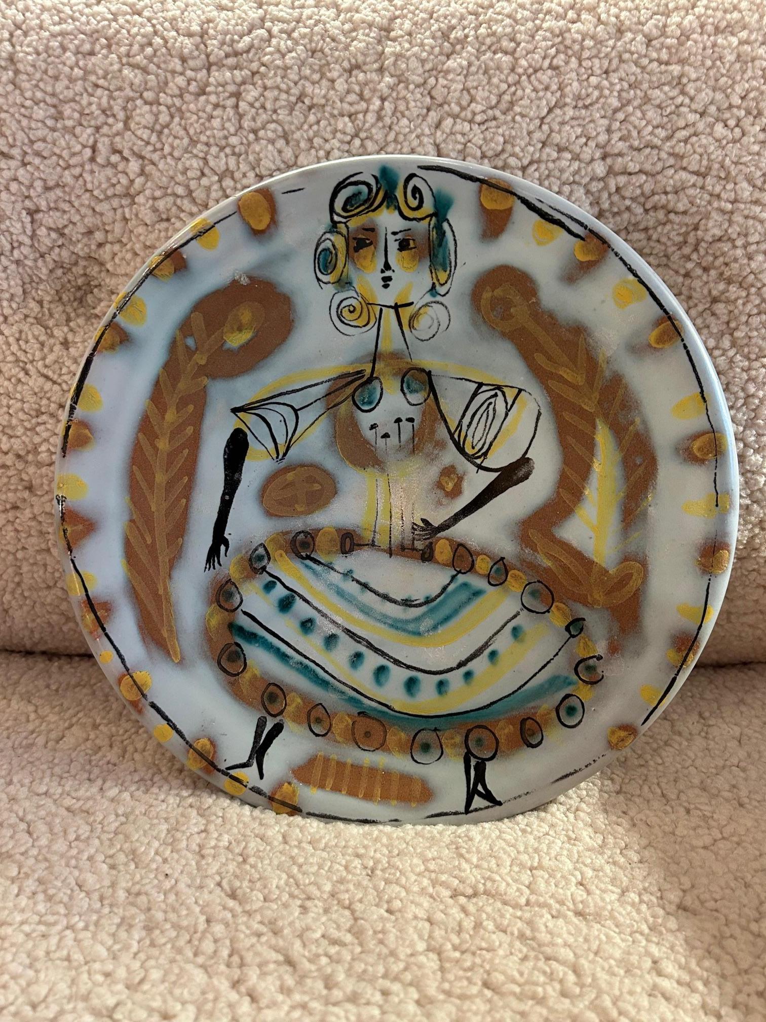 Modern Ceramic plate by Roger Capron, France, 1960's For Sale