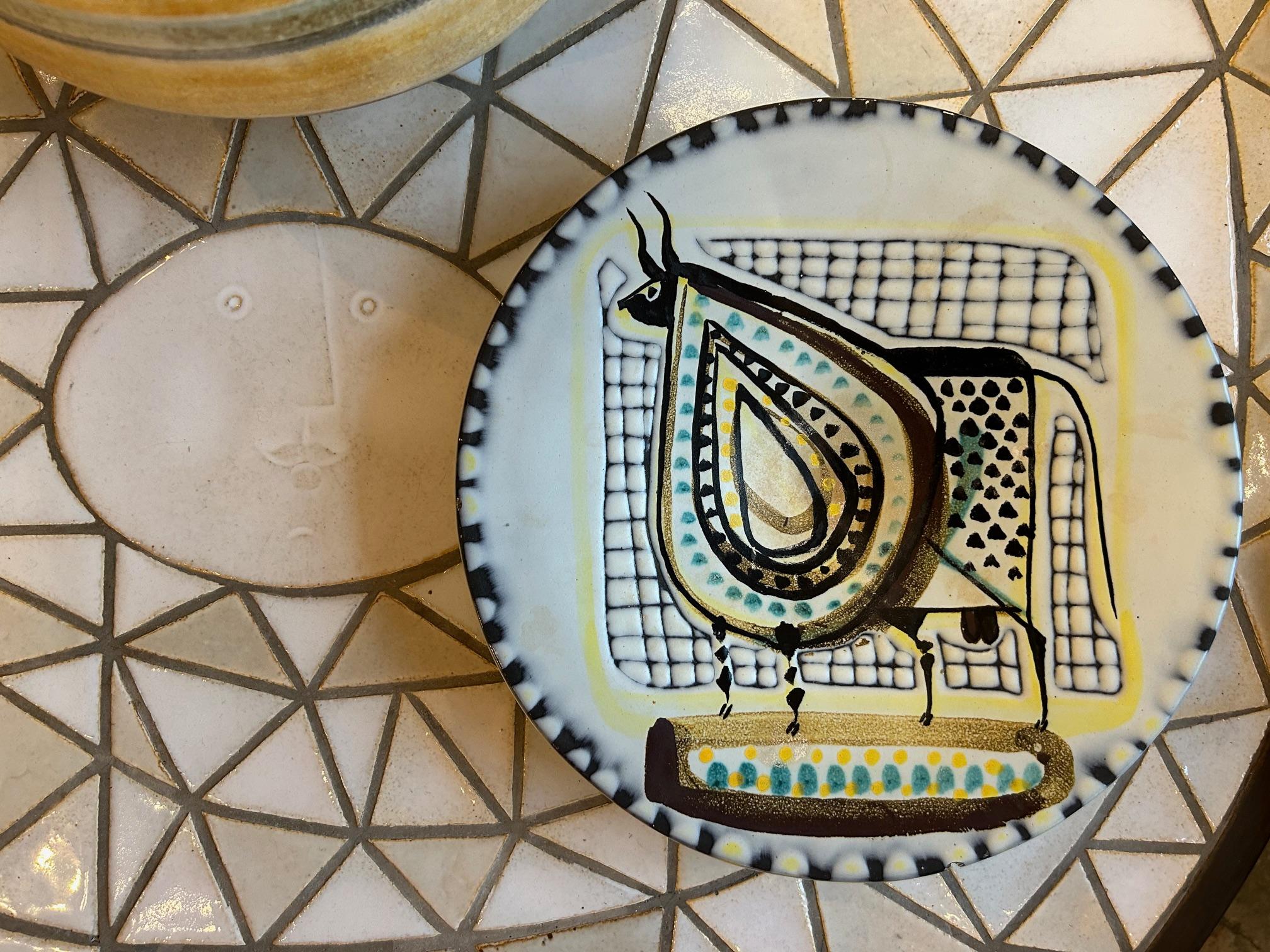 Modern Ceramic plate by Roger Capron, France, 1960's For Sale