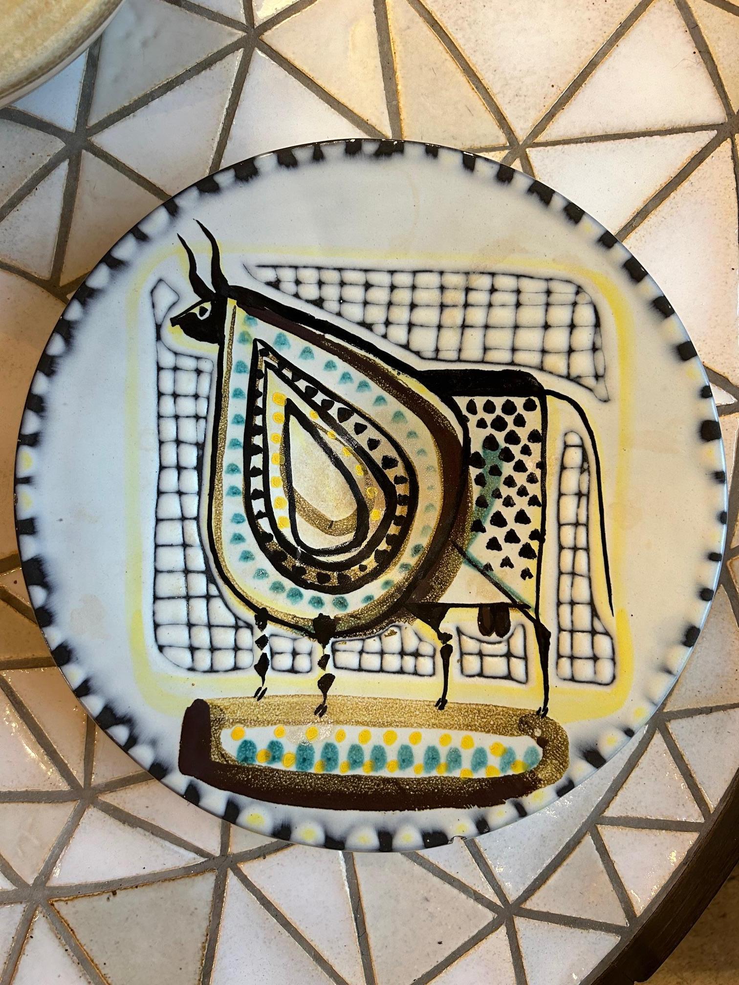 French Ceramic plate by Roger Capron, France, 1960's For Sale