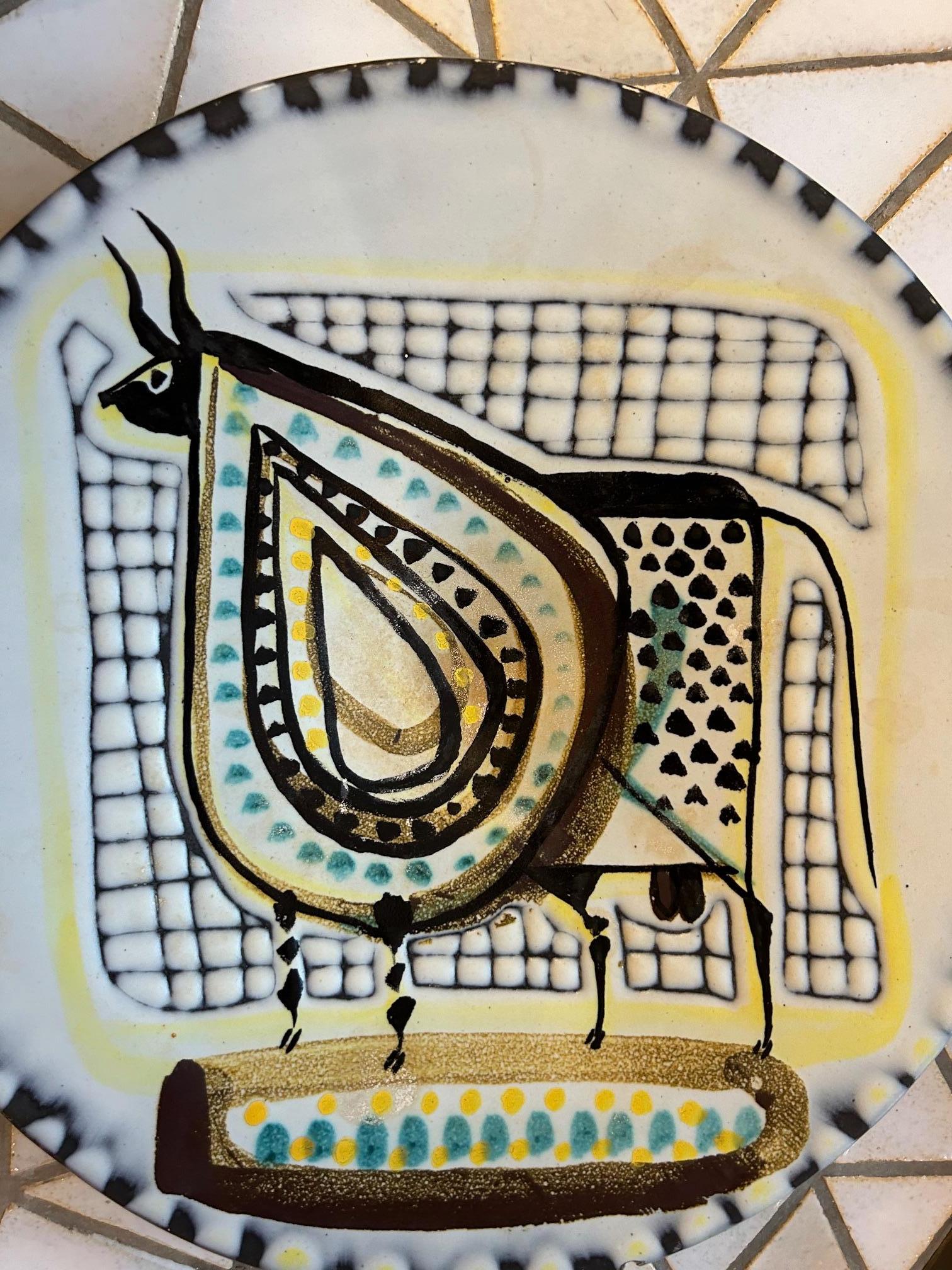 Hand-Crafted Ceramic plate by Roger Capron, France, 1960's For Sale
