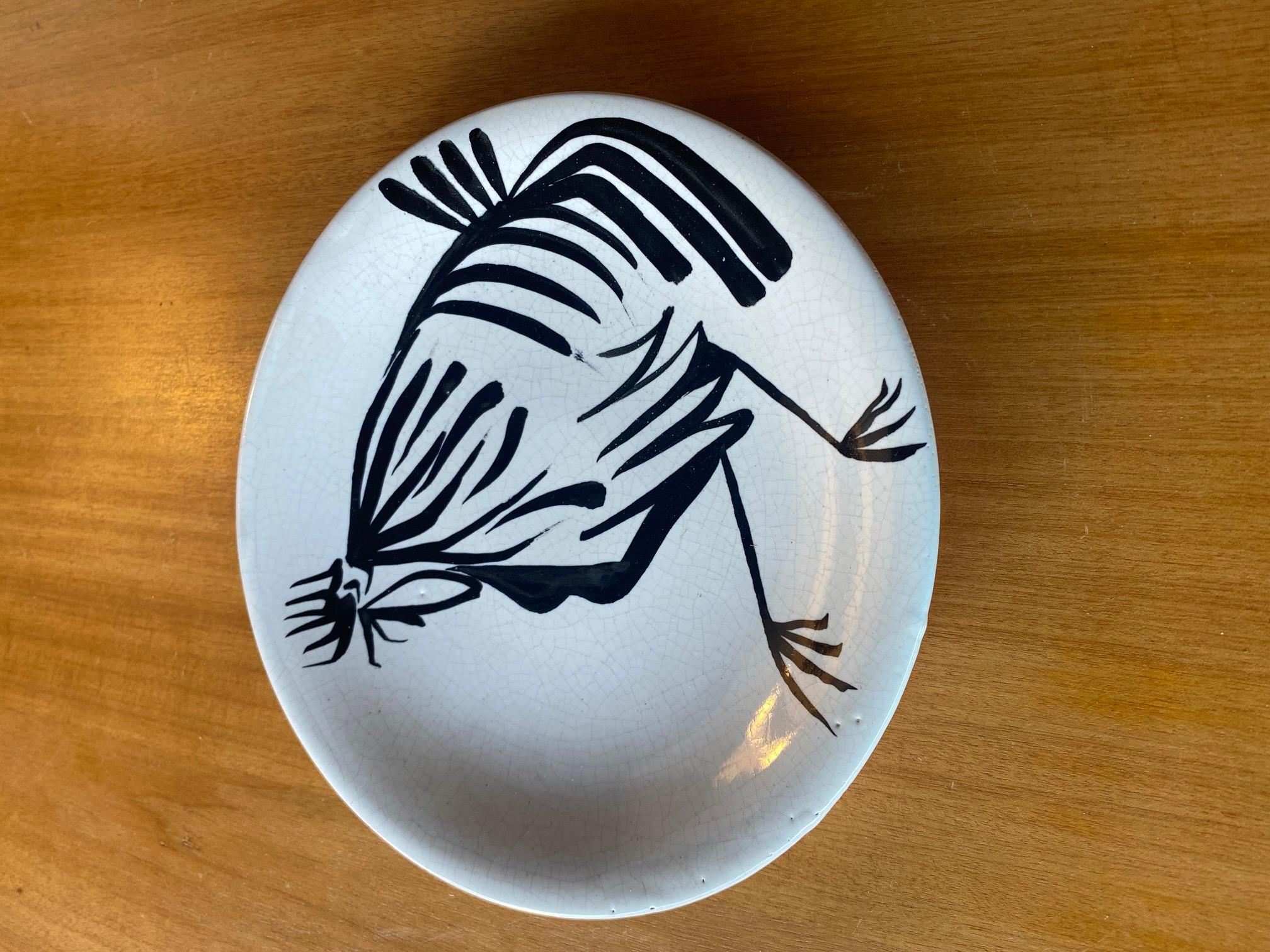 French Ceramic Plate by Roger Capron, Vallauris, France, 1950s For Sale