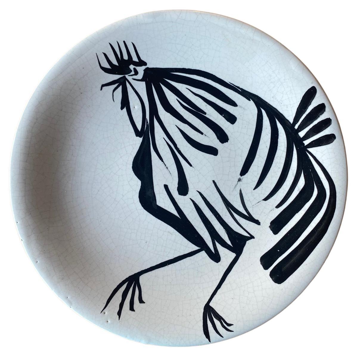 Ceramic Plate by Roger Capron, Vallauris, France, 1950s For Sale