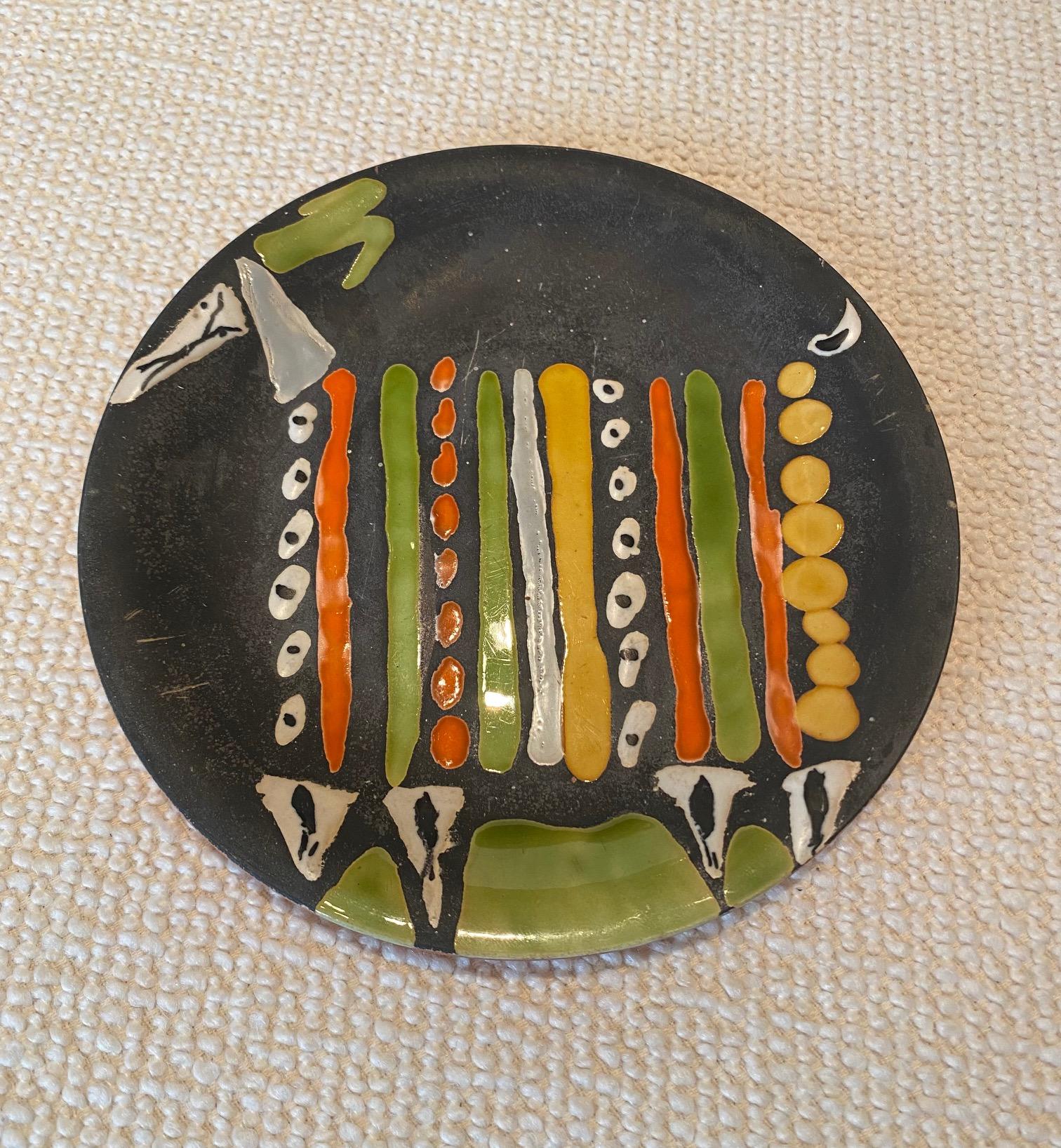Ceramic Plate by Roger Capron, Vallauris, France, 1960s.