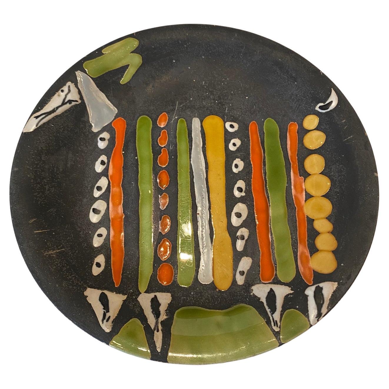 Ceramic Plate by Roger Capron, Vallauris, France, 1960s