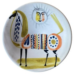 Ceramic Plate by Roger Capron, Vallauris, France, 1960s