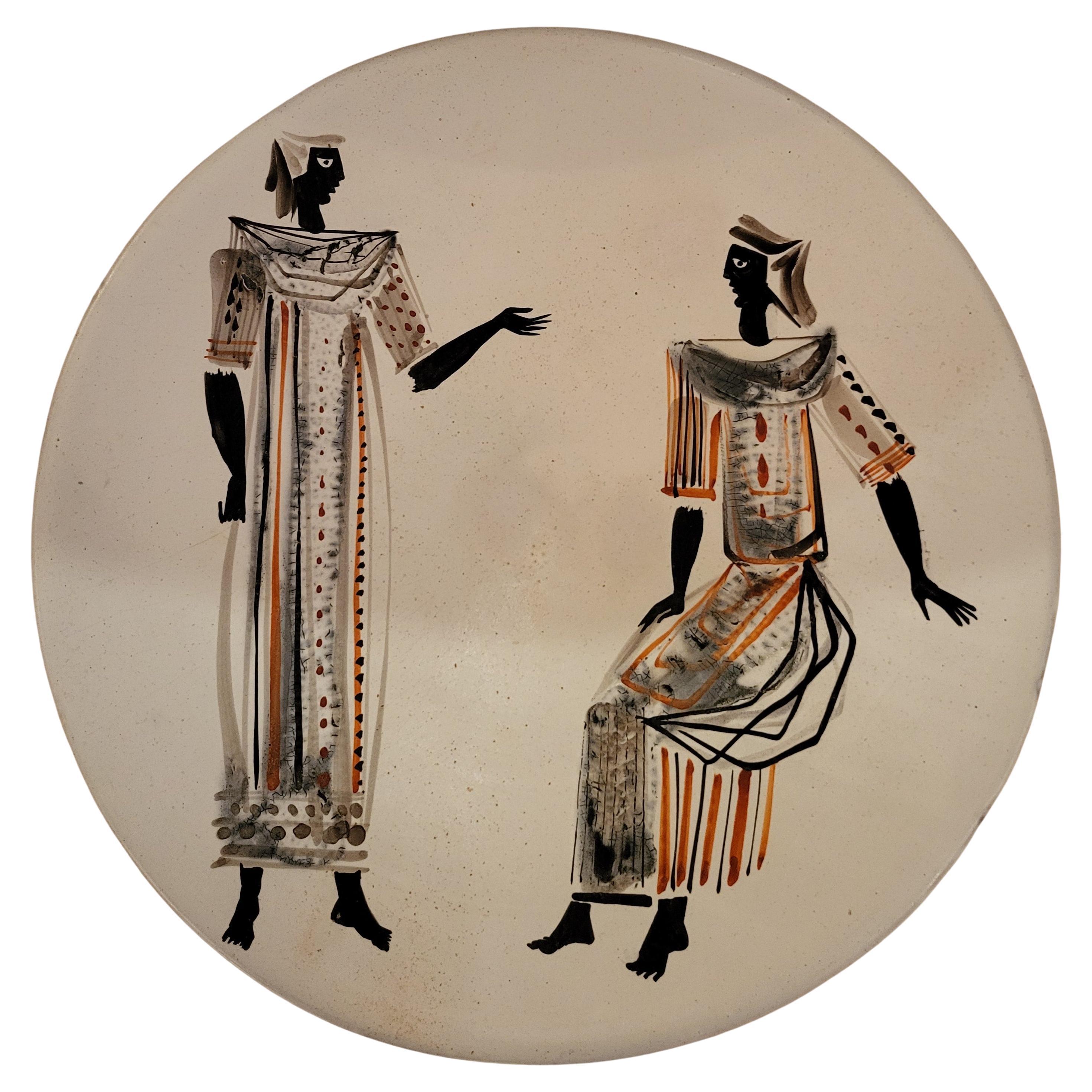 Ceramic plate by Roger Capron, Vallauris, France, 1960's For Sale