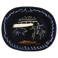 Pablo Picasso Ceramic Plate 'Corrida Sur Fond Noir' 