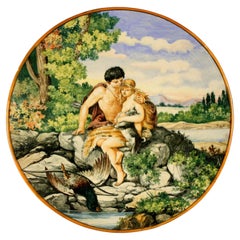 Keramikteller ERNESTO CONTI Ende 19. Jahrhundert "  MYTHOLOGISCHE SZENE ''