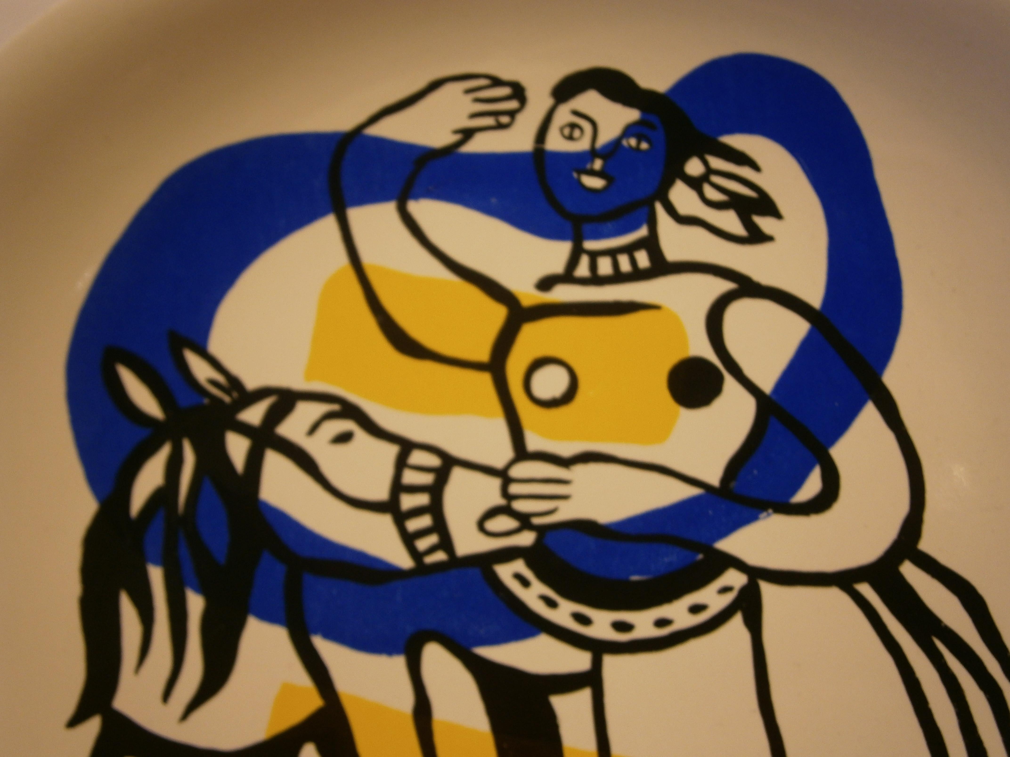 Mid-Century Modern Ceramic Plate from Fernand Leger's Acrobats Series, circa 1950s For Sale
