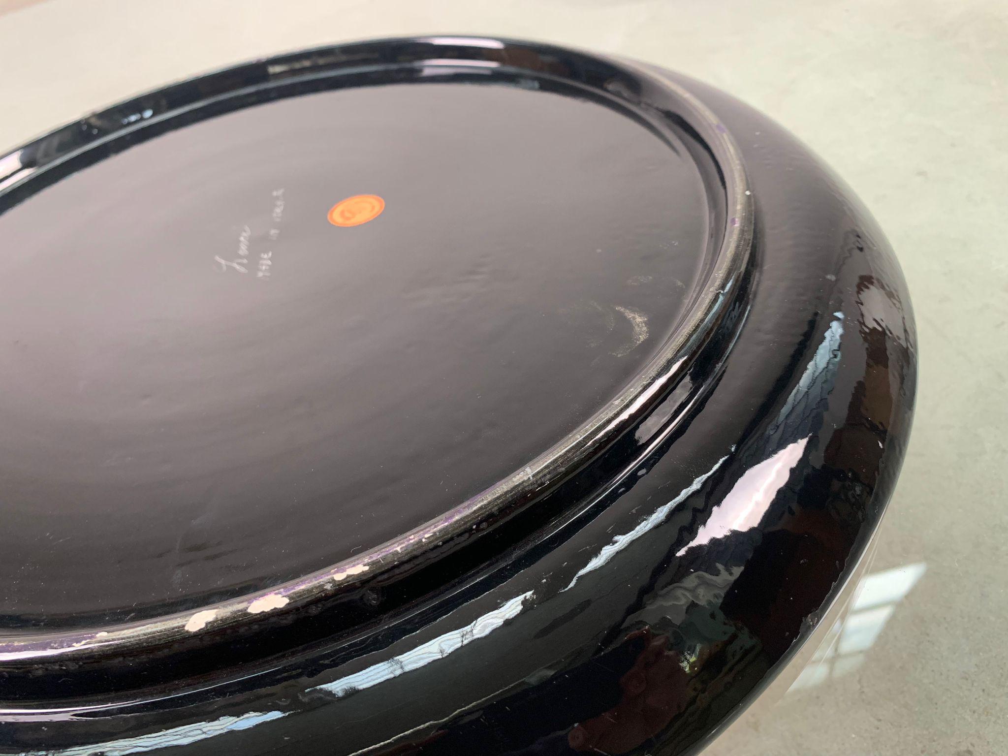 Ceramic plate glazed in orange and black, Lenci Torino, 1960s in vendita 4