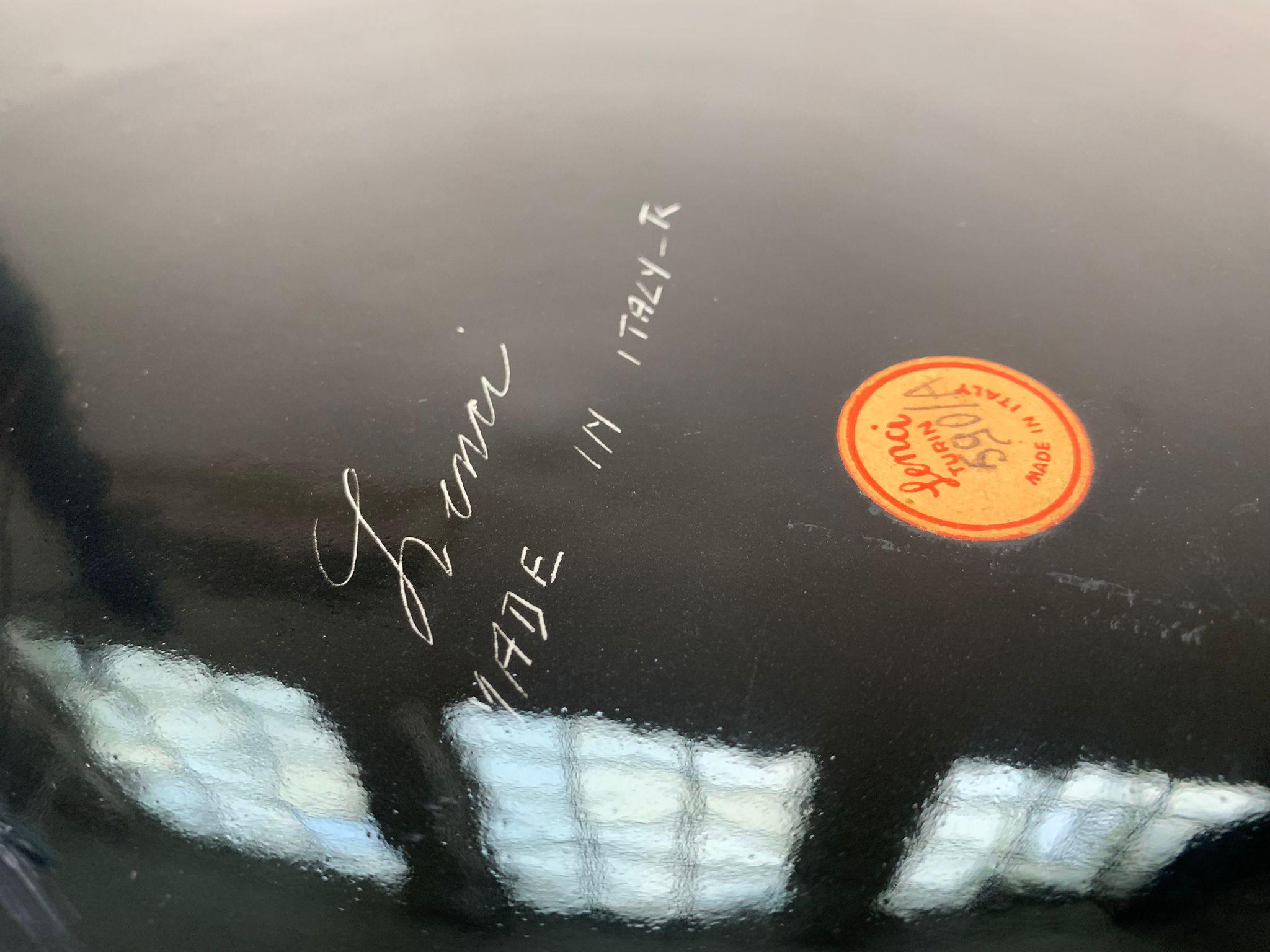 Ceramic plate glazed in orange and black, Lenci Torino, 1960s in vendita 5