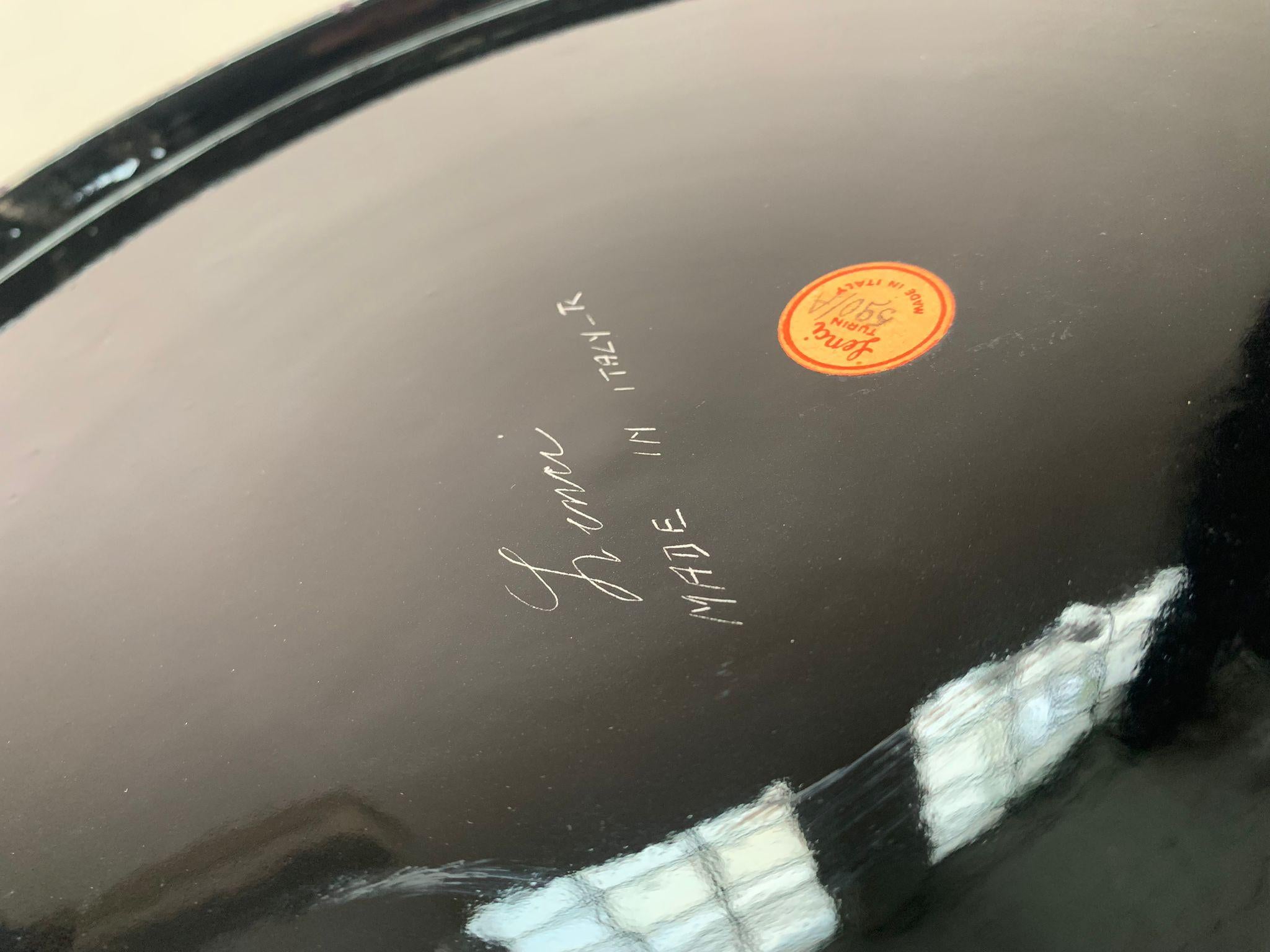 Ceramic plate glazed in orange and black, Lenci Torino, 1960s in vendita 6