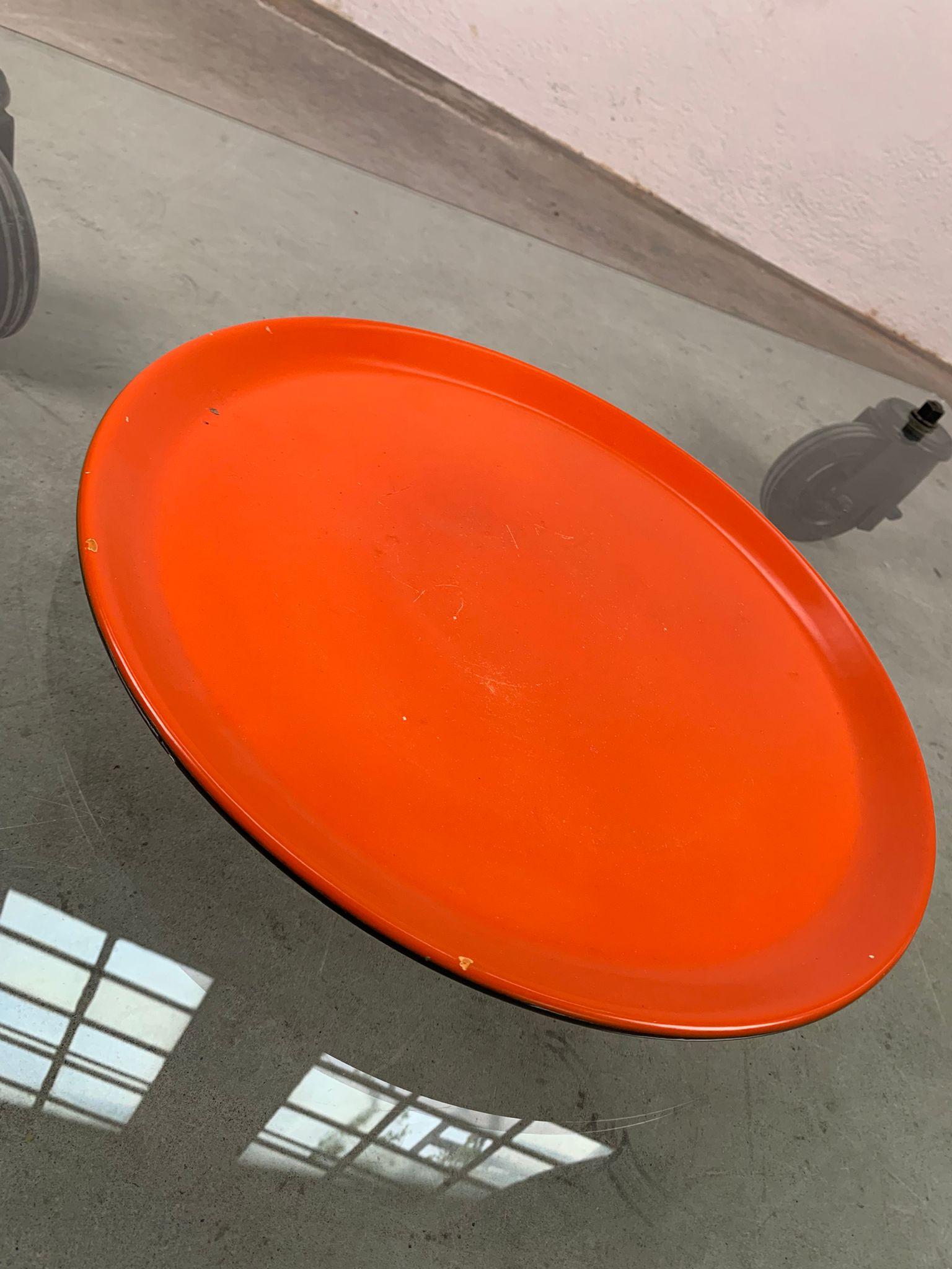 Italian Ceramic plate glazed in orange and black, Lenci Torino, 1960s in vendita
