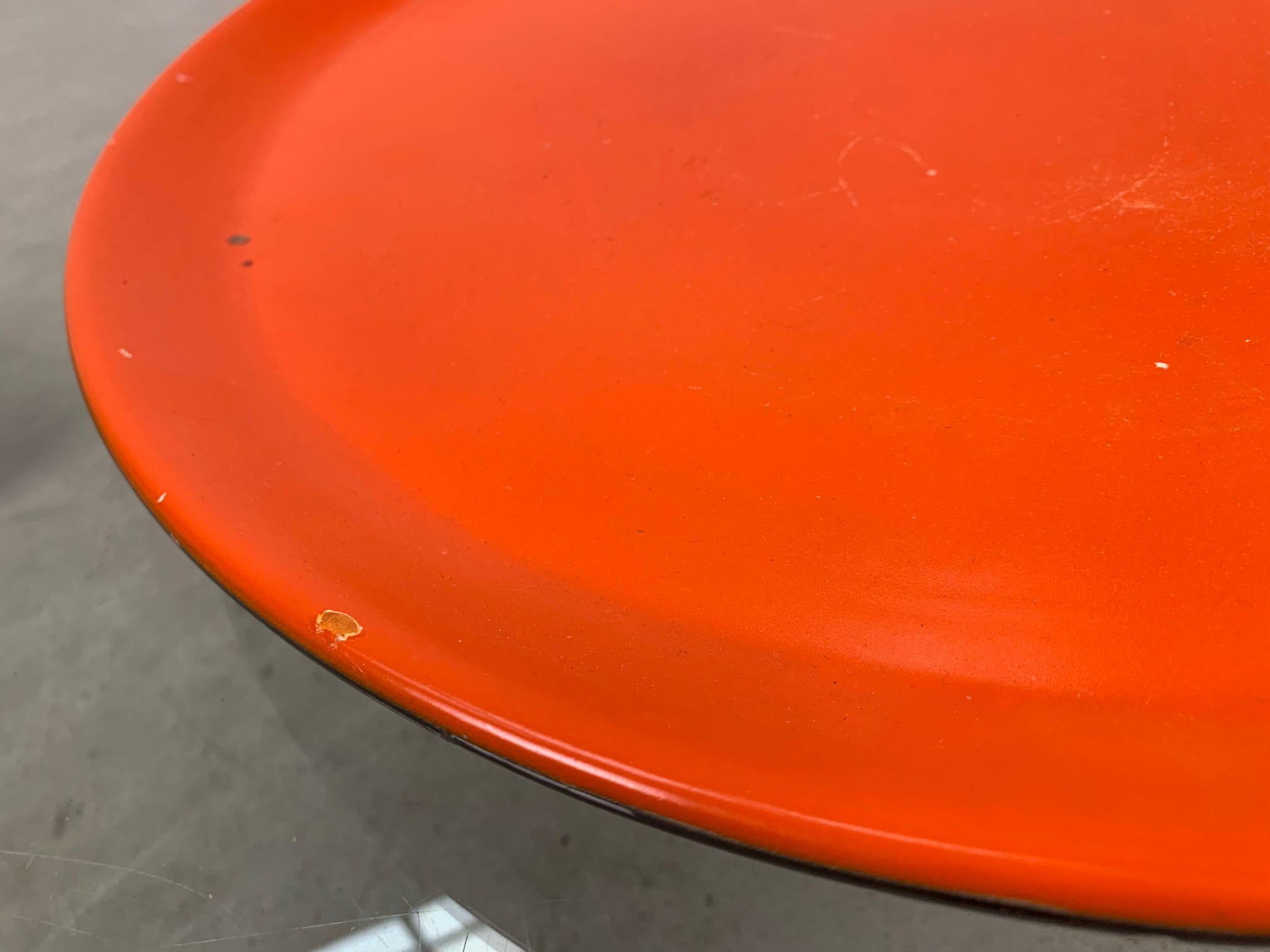 Mid-20th Century Ceramic plate glazed in orange and black, Lenci Torino, 1960s in vendita