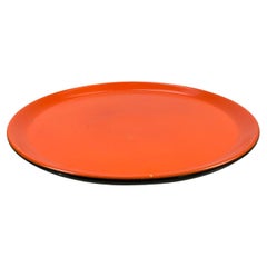 Ceramic plate glazed in orange and black, Lenci Torino, 1960s