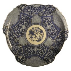 Antique Ceramic Plate Japanese Blue White Charger, 1870