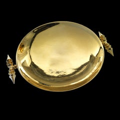 Ceramic Plate "PANSY", white glazed & handcrafted 24-Karat Gold by Gabriella B.