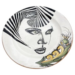 Ceramic plate, signed, France, 1980