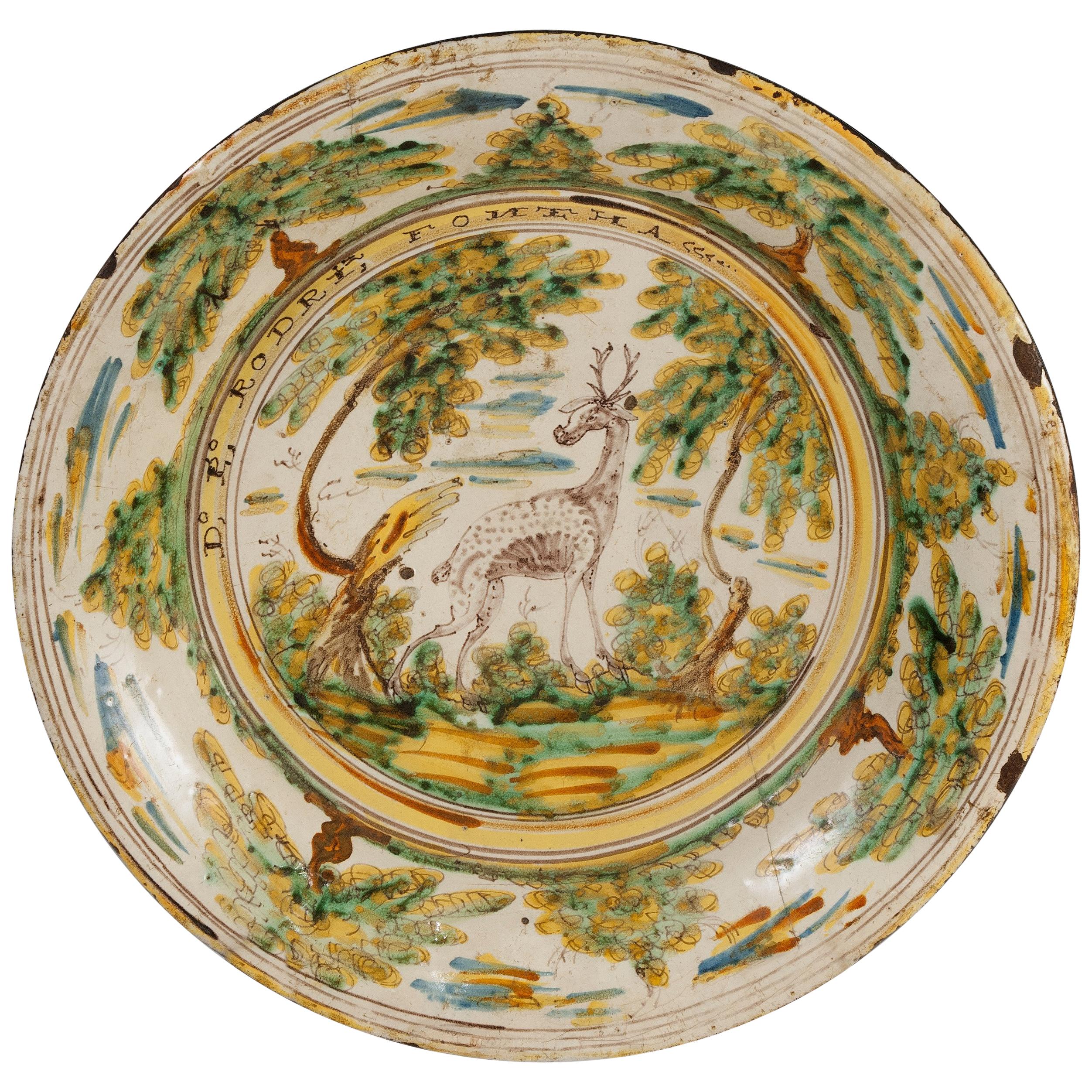 Ceramic Plate, Talavera, Spain, 17th Century
