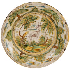 Antique Ceramic Plate, Talavera, Spain, 17th Century