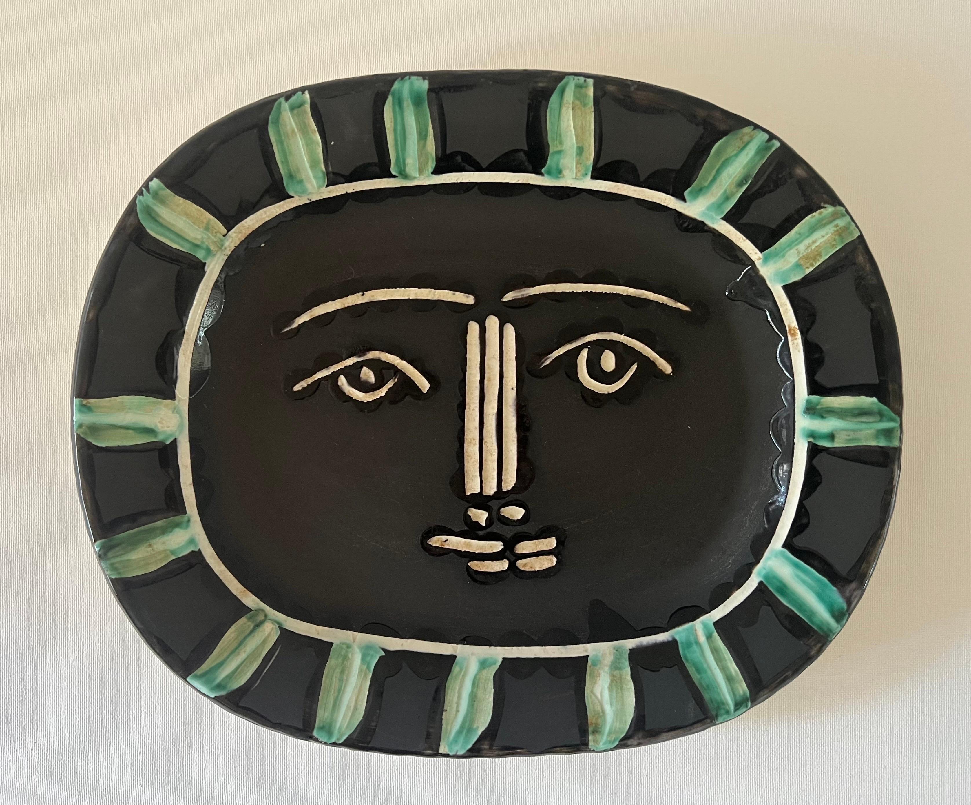 Ceramic Plate Visage Gris 'Grey Face' A.R. 206 by Pablo Picasso & Madoura, 1953 For Sale 2