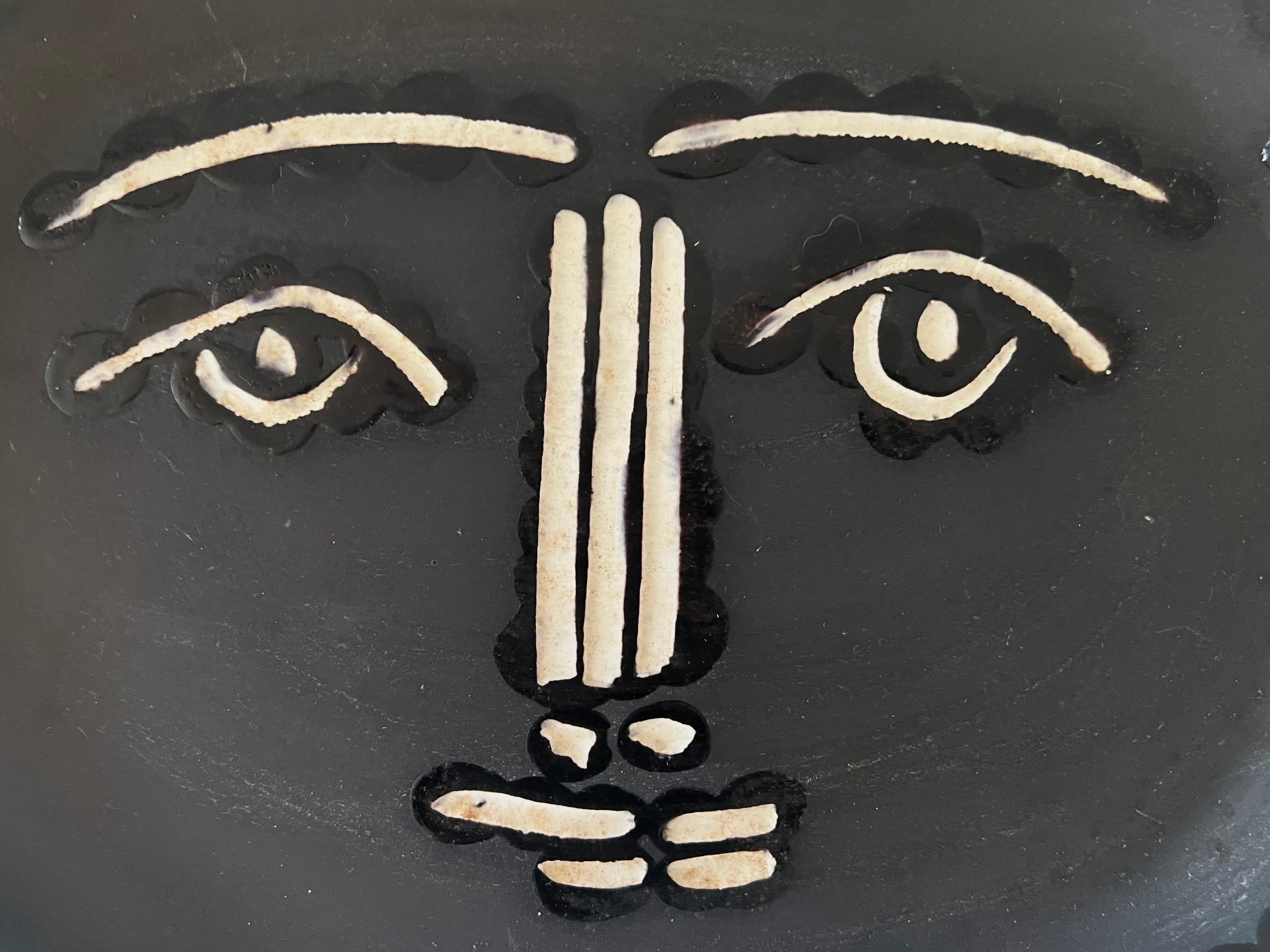 French Ceramic Plate Visage Gris 'Grey Face' A.R. 206 by Pablo Picasso & Madoura, 1953 For Sale