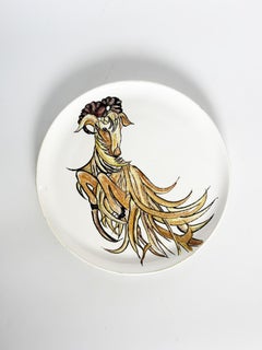 Ceramic Plate with Ram's Head Decoration, France, 1990s