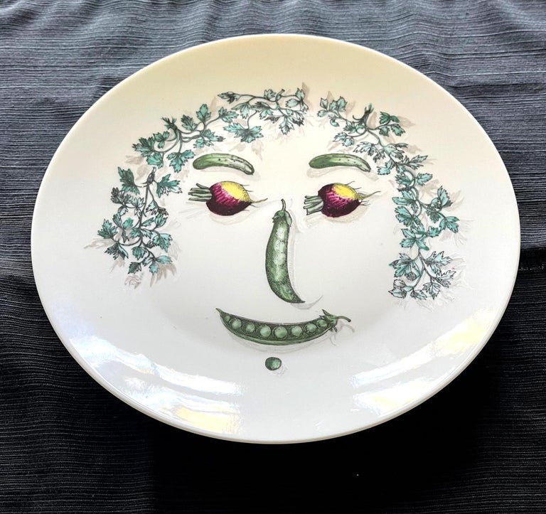 Ceramic Plate with Vegetable Face Fornasetti For Sale at 1stDibs