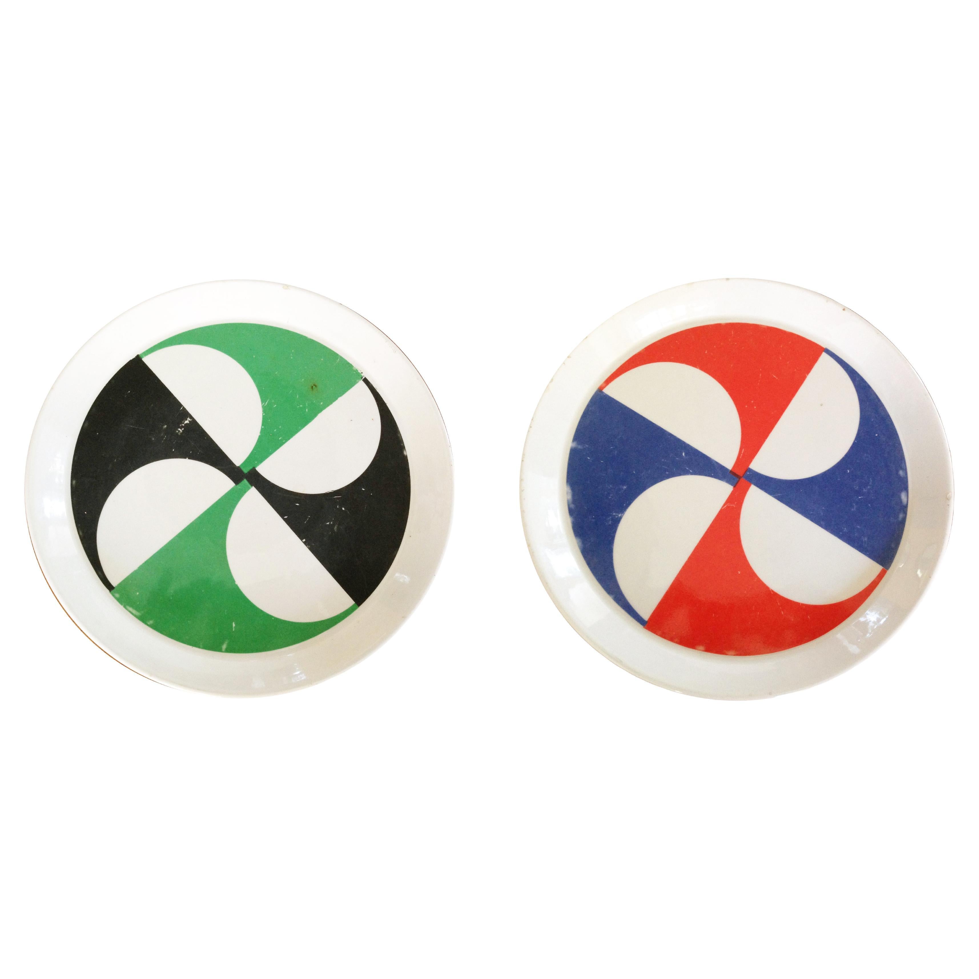 Ceramic Plates by Gio Ponti for Franco Pozzi, 1960s, Set of 2 For Sale