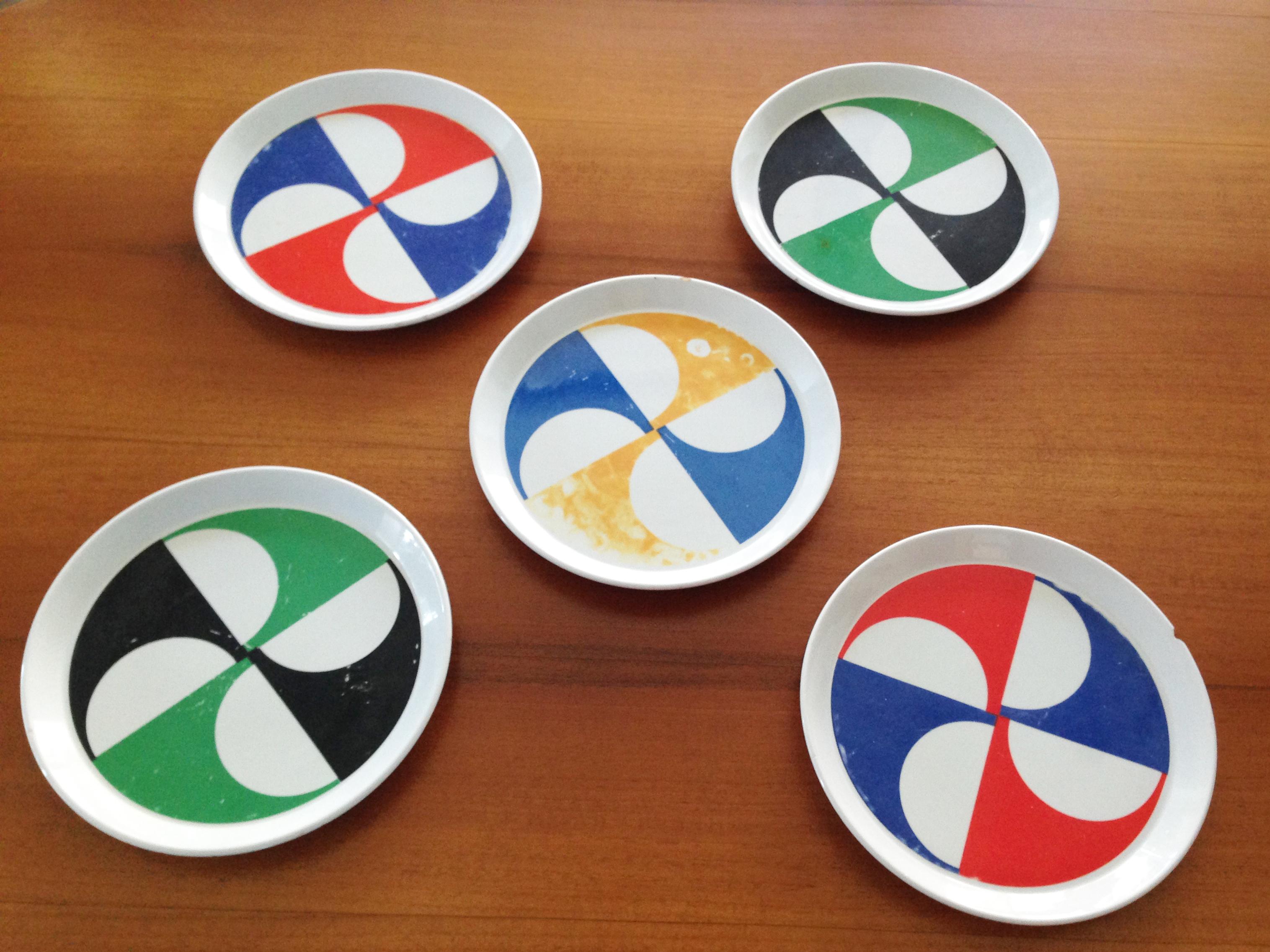 Ceramic Plates by Gio Ponti for Franco Pozzi, 1960s, Set of 5 For Sale 6
