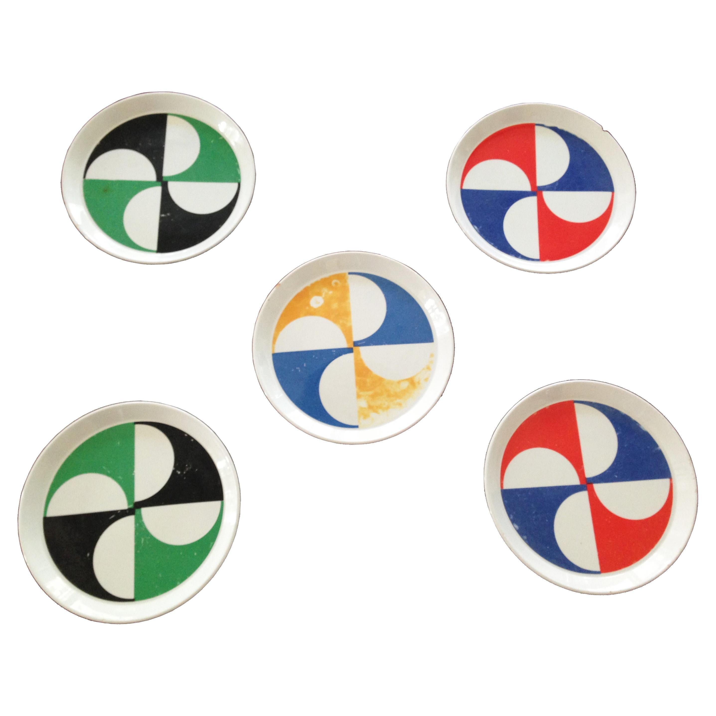 Ceramic Plates by Gio Ponti for Franco Pozzi, 1960s, Set of 5 For Sale