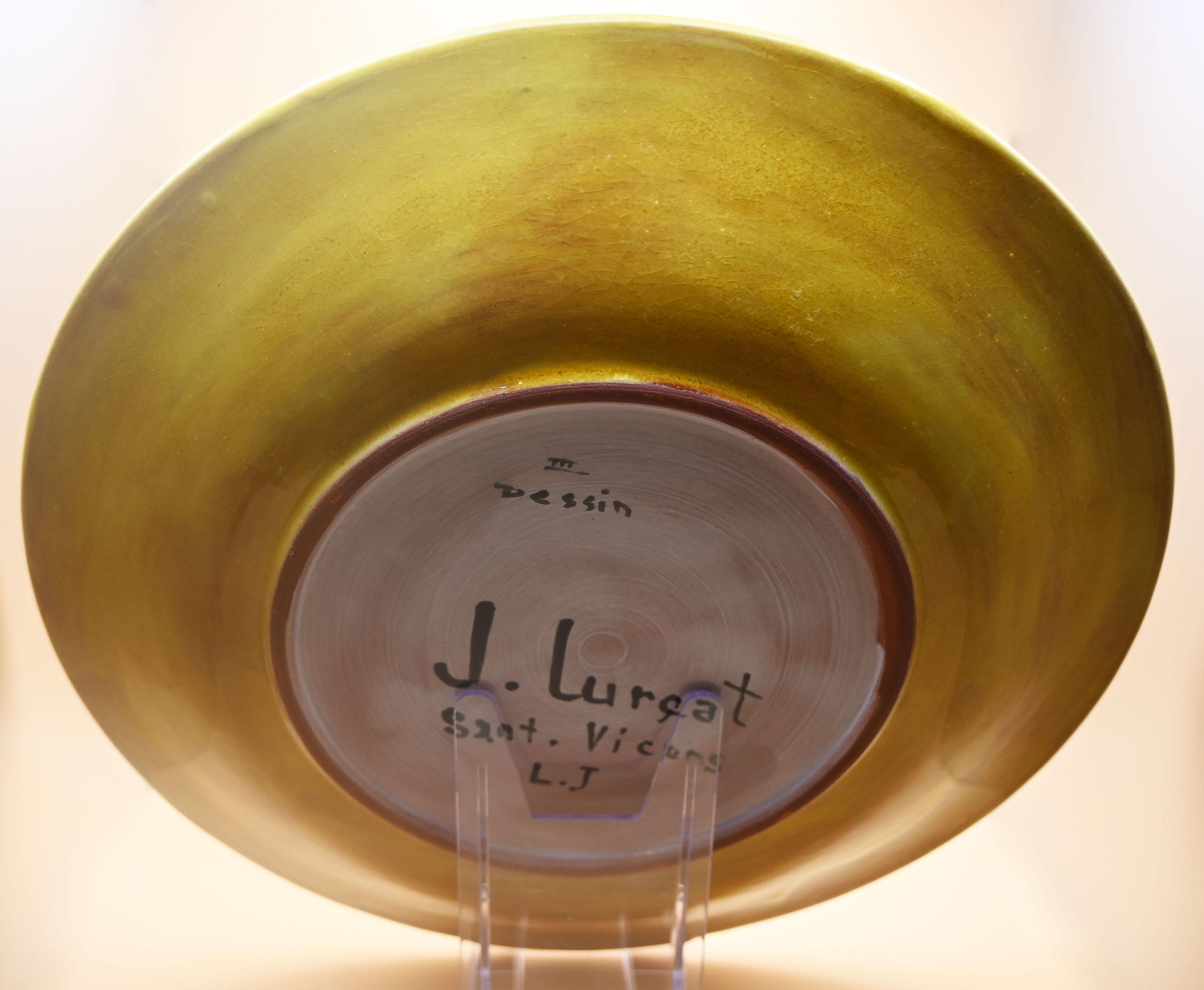 French Ceramic plates by Jean Lurçat, Sant-Viçens, France, 1950s For Sale