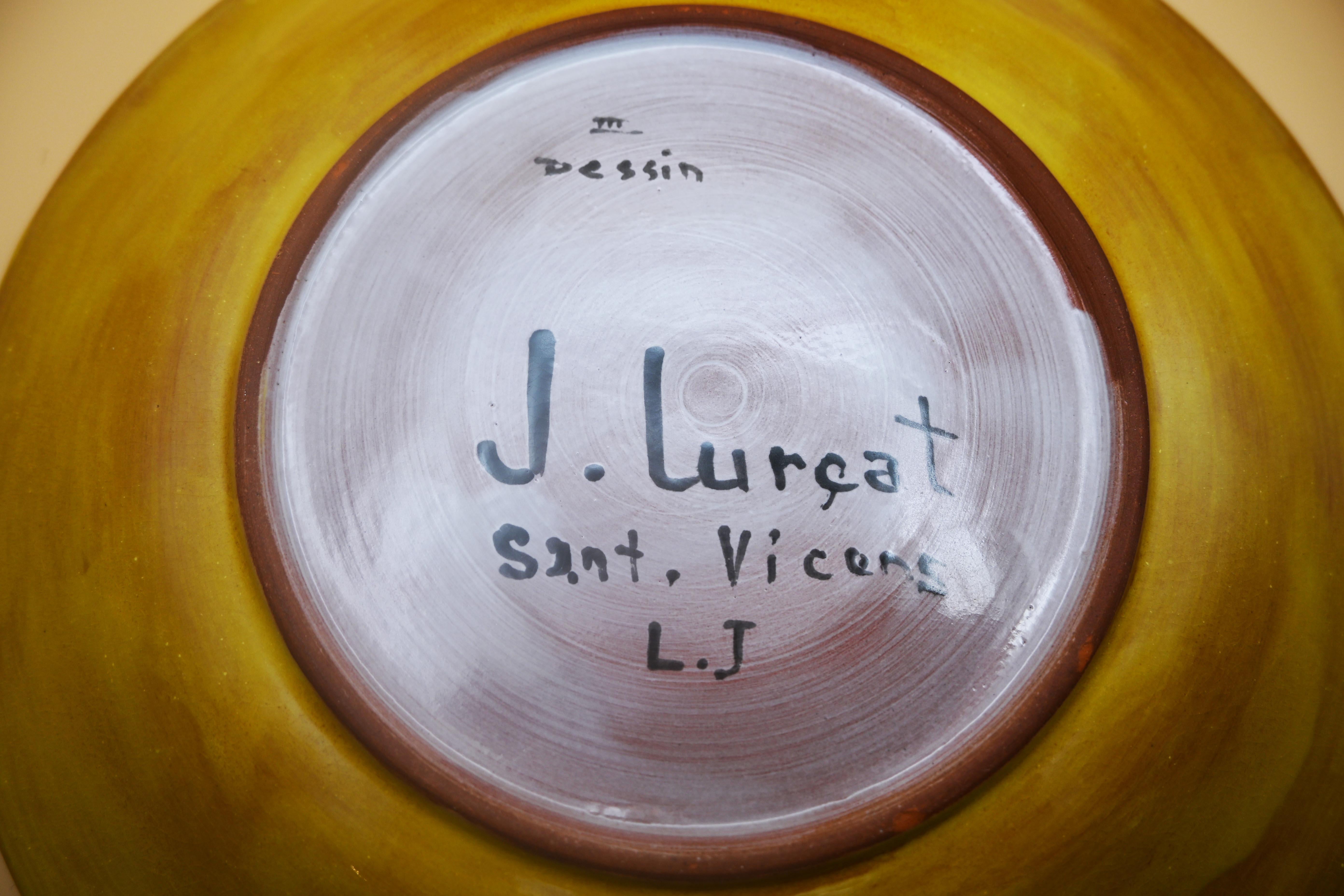 Ceramic plates by Jean Lurçat, Sant-Viçens, France, 1950s In Excellent Condition For Sale In Paris, FR