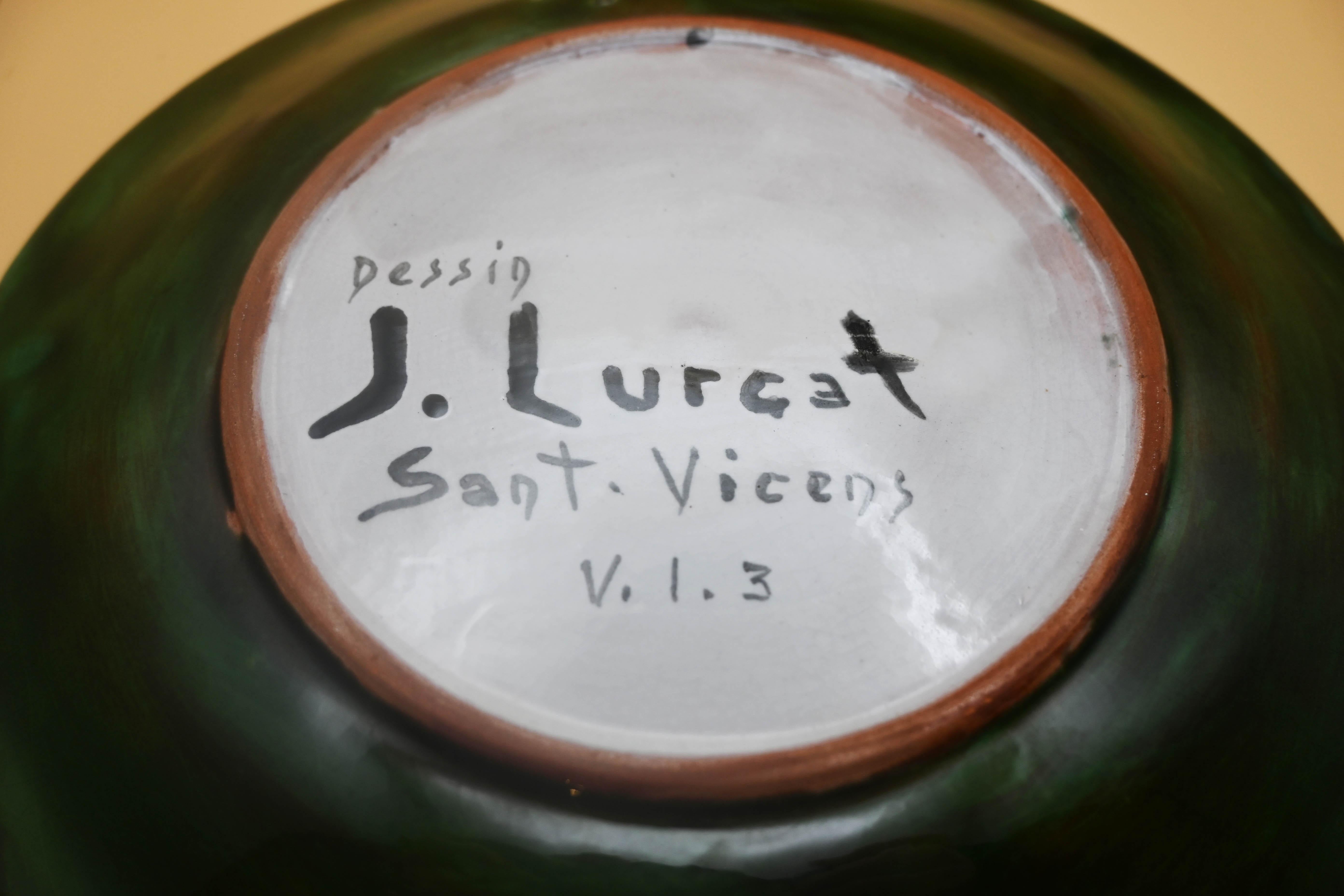 Platos de cerámica de Jean Lurçat, Sant-Viçens, Francia, años 1960 en Excelente estado para la venta en Paris, FR