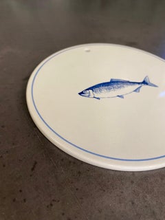Ceramic Plates with a Fish by Knabstrup, Denmark
