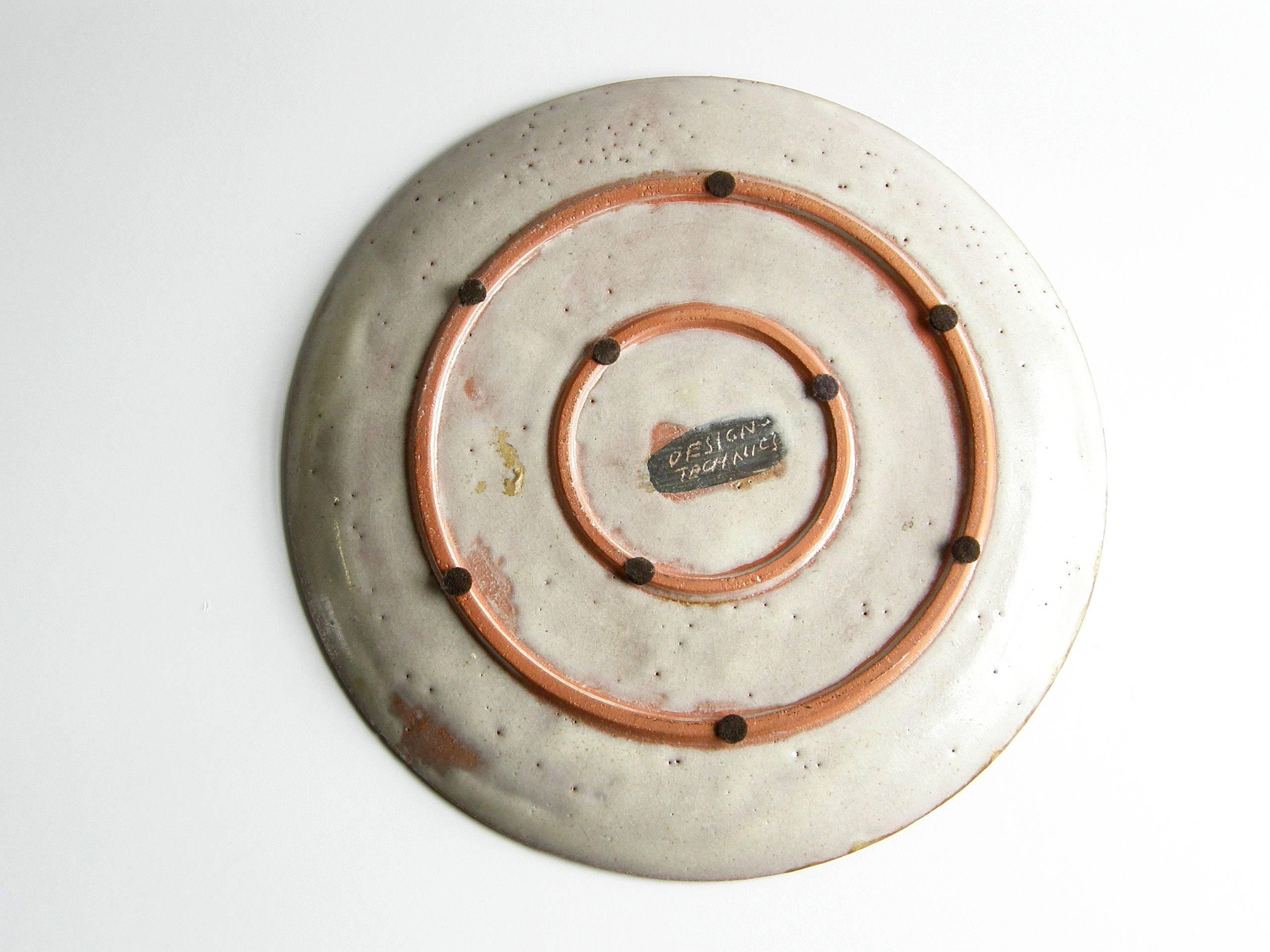 Glazed Design Technics Ceramic Platter Attributed to Lee Rosen  For Sale