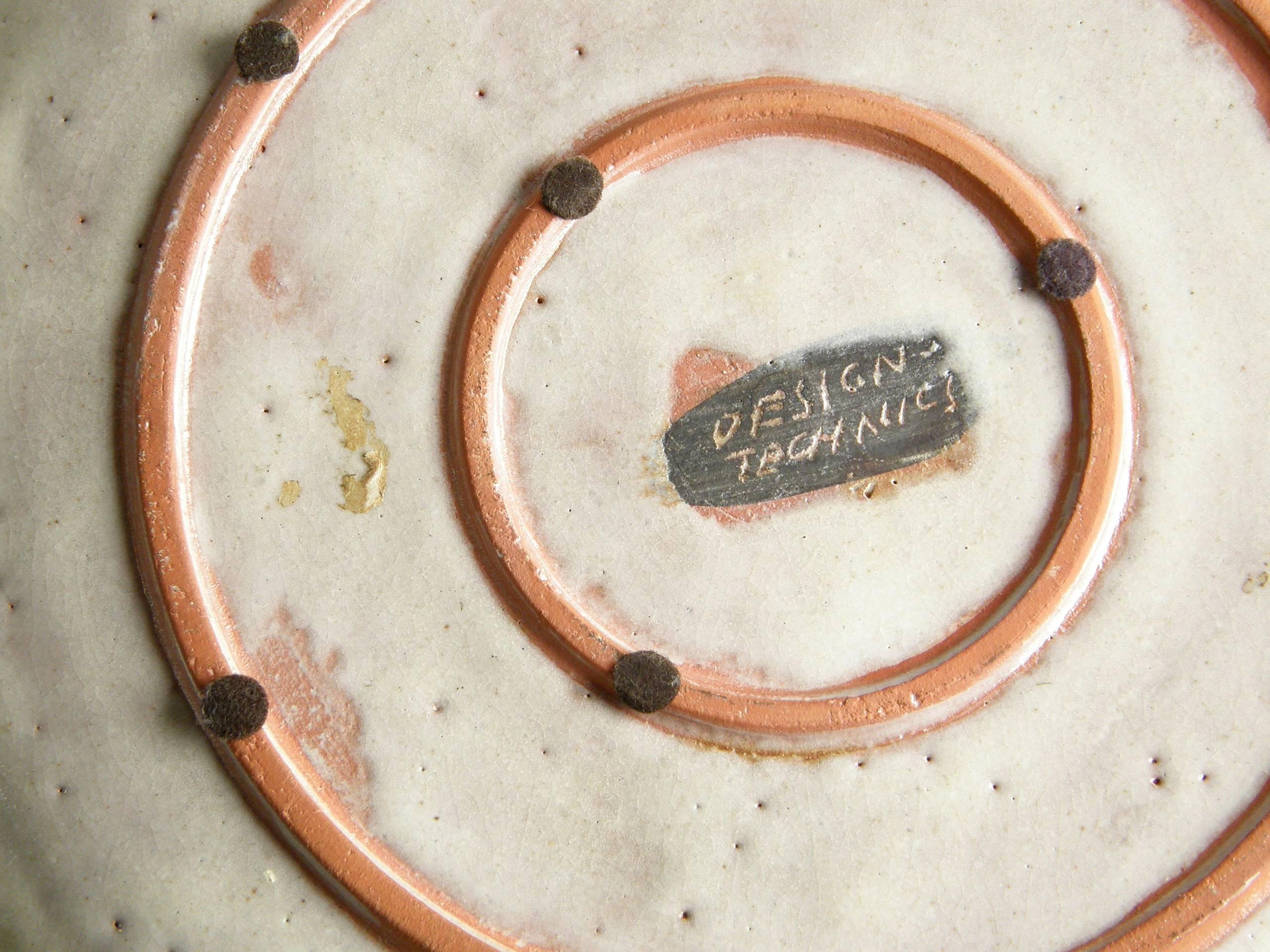 Mid-20th Century Design Technics Ceramic Platter Attributed to Lee Rosen  For Sale