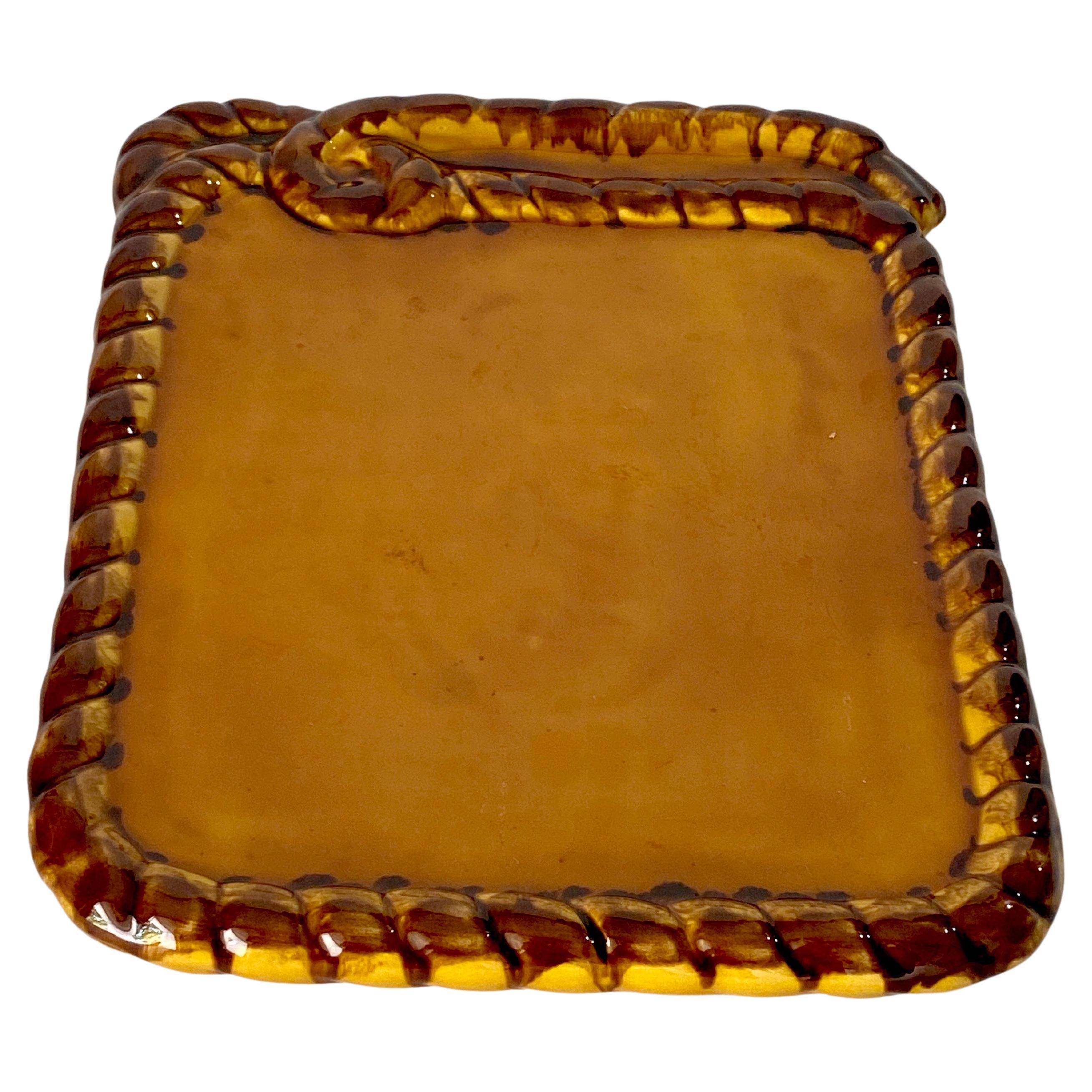 Ceramic Platter, Orange and Brown, from Vallauris, France, 1960 For Sale