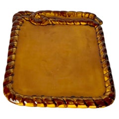 Vintage Ceramic Platter, Orange and Brown, from Vallauris, France, 1960