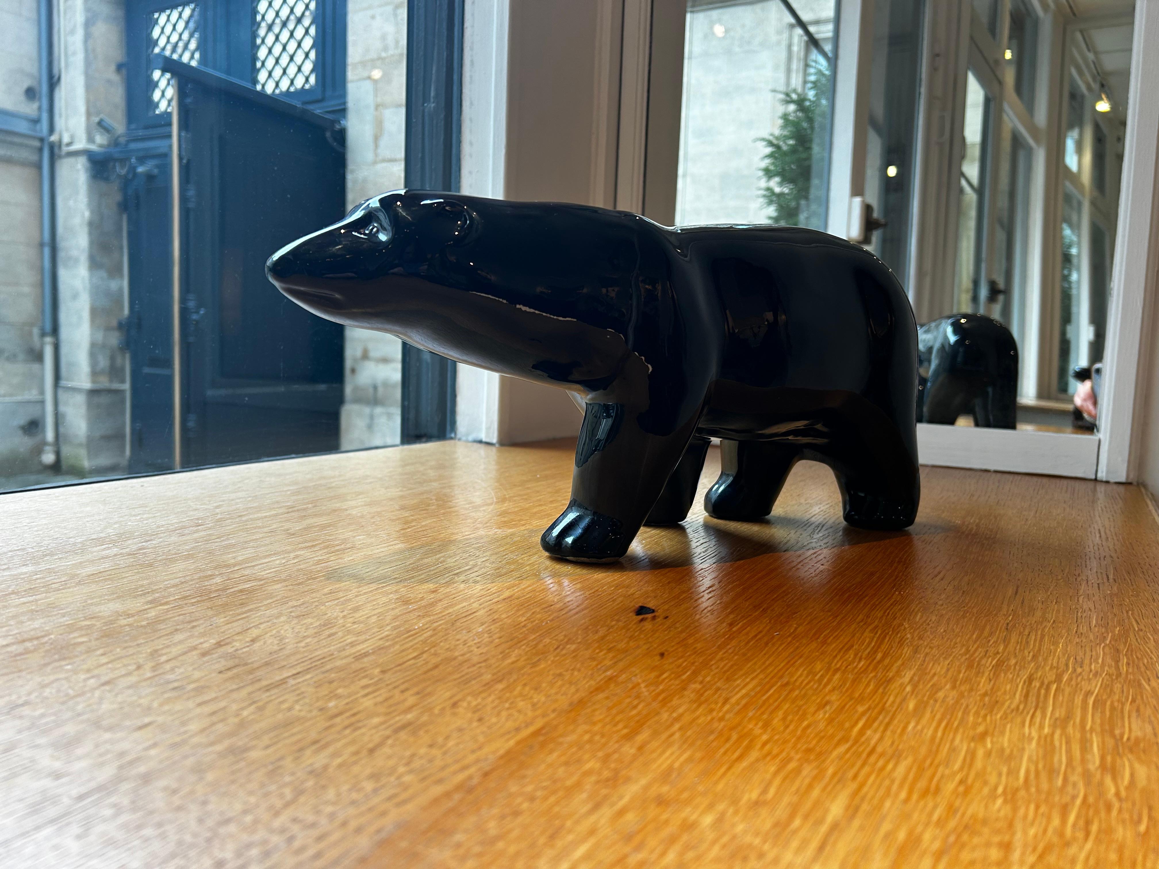 Ceramic Polar Bear, France, 1950s In Excellent Condition For Sale In PARIS, FR