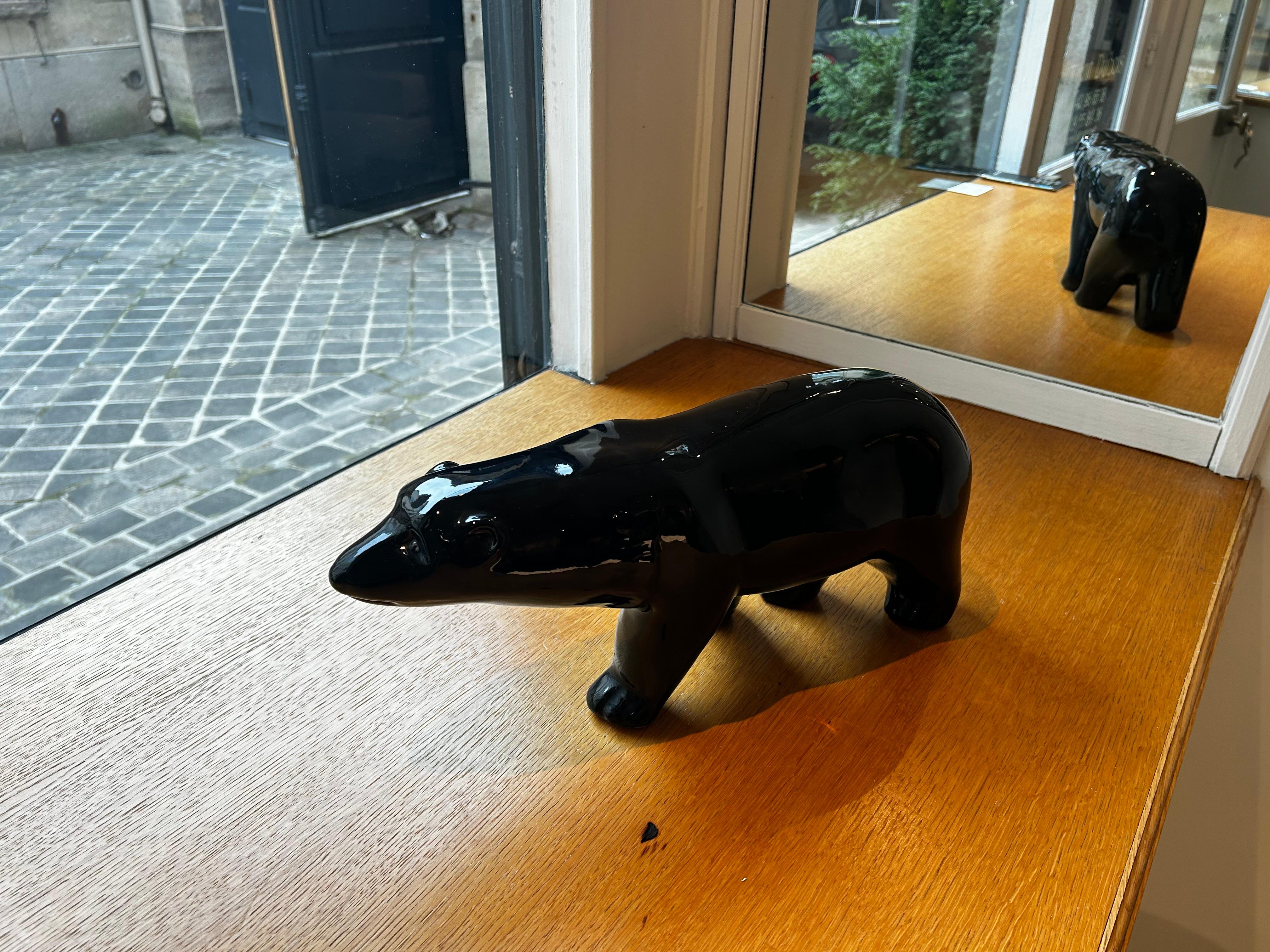 Mid-20th Century Ceramic Polar Bear, France, 1950s For Sale