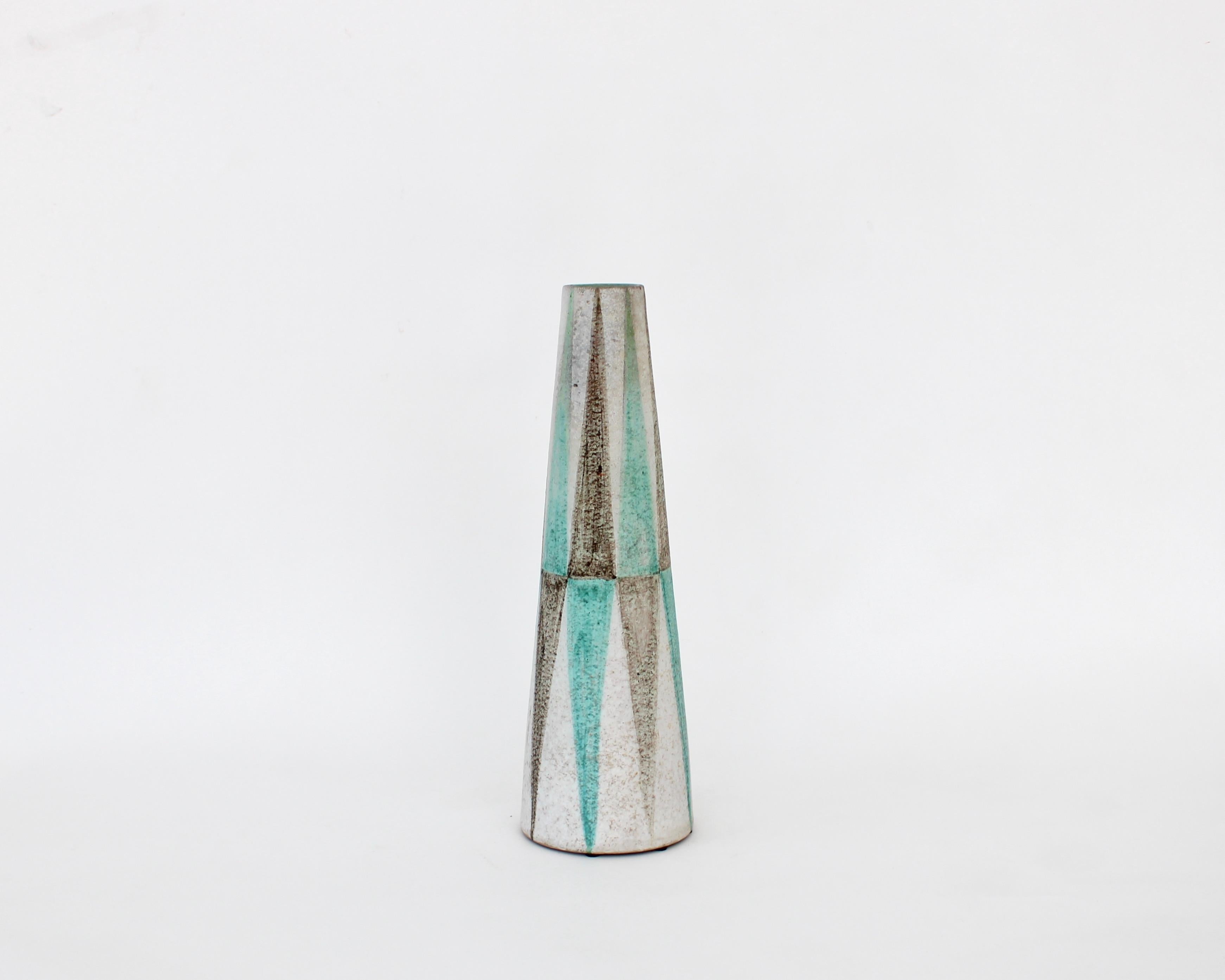 Mid-Century Modern Vase en céramique polychrome Italie Raymor attribué à Marcello Fantoni en vente