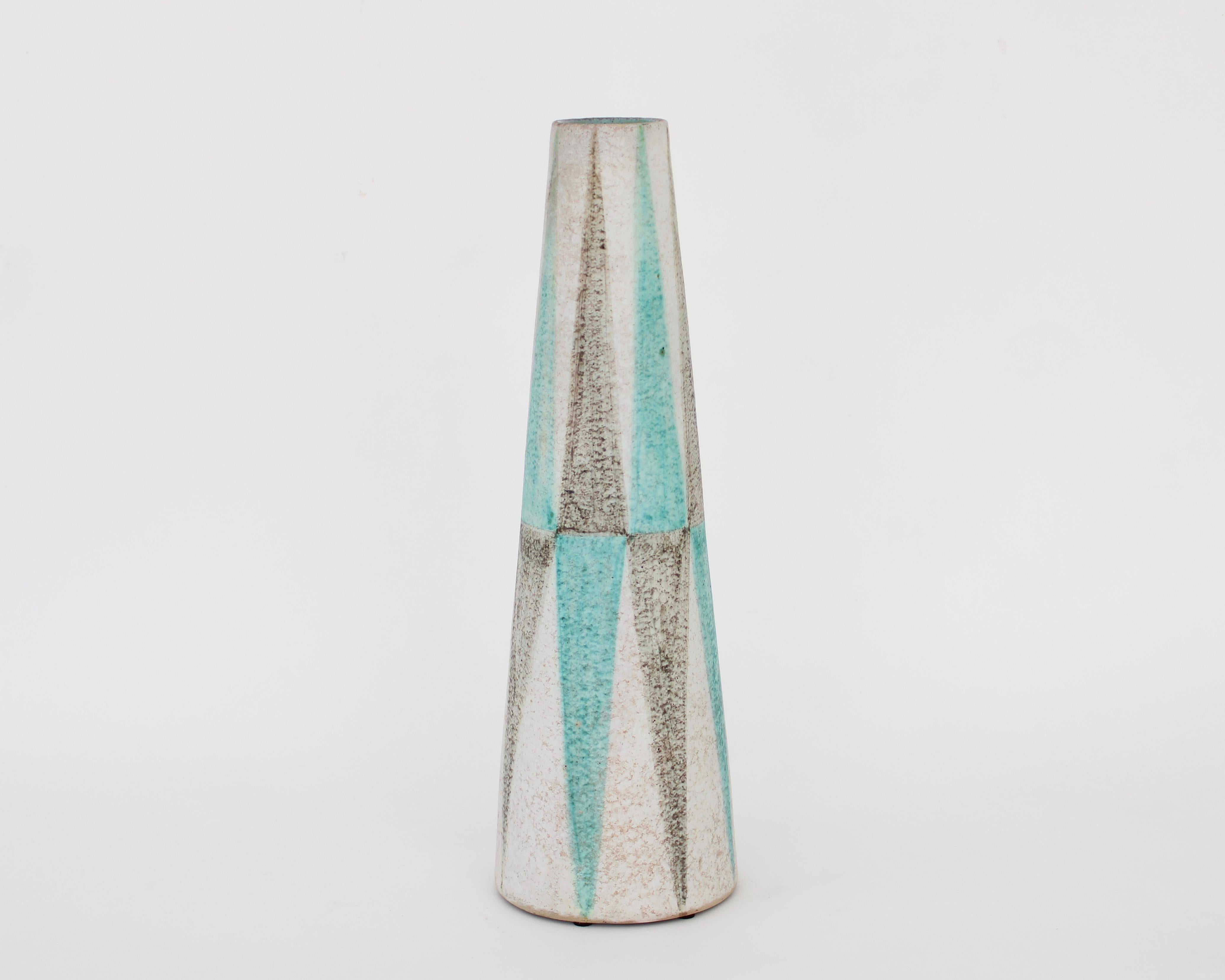 Mid-Century Modern Ceramic Polychrome Vase Italy Raymor Attributed to Marcello Fantoni For Sale