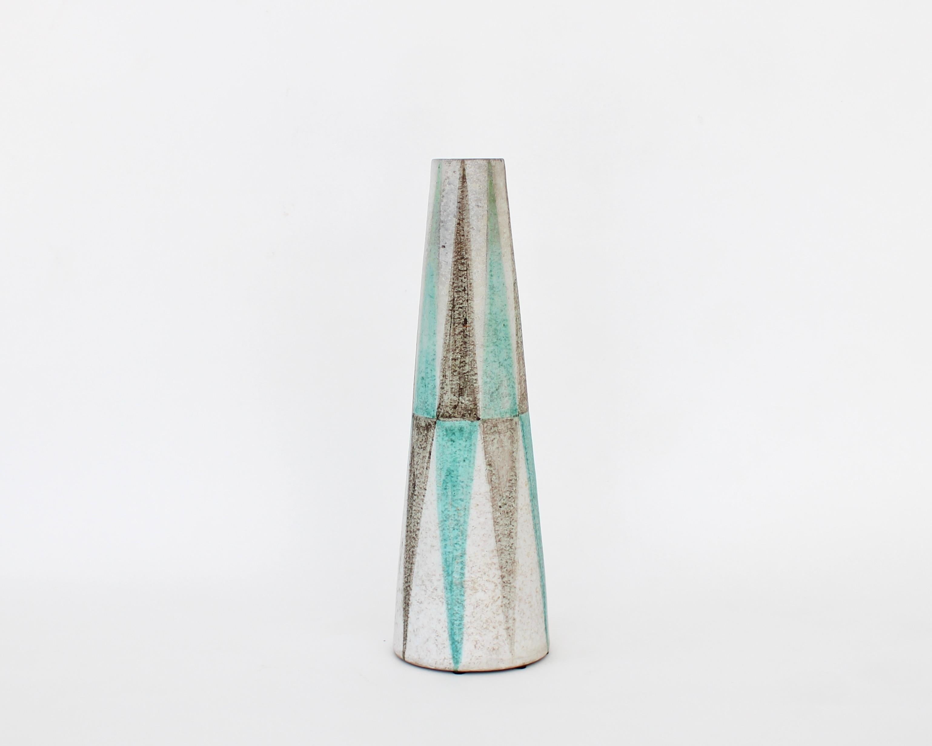 Italian Ceramic Polychrome Vase Italy Raymor Attributed to Marcello Fantoni For Sale