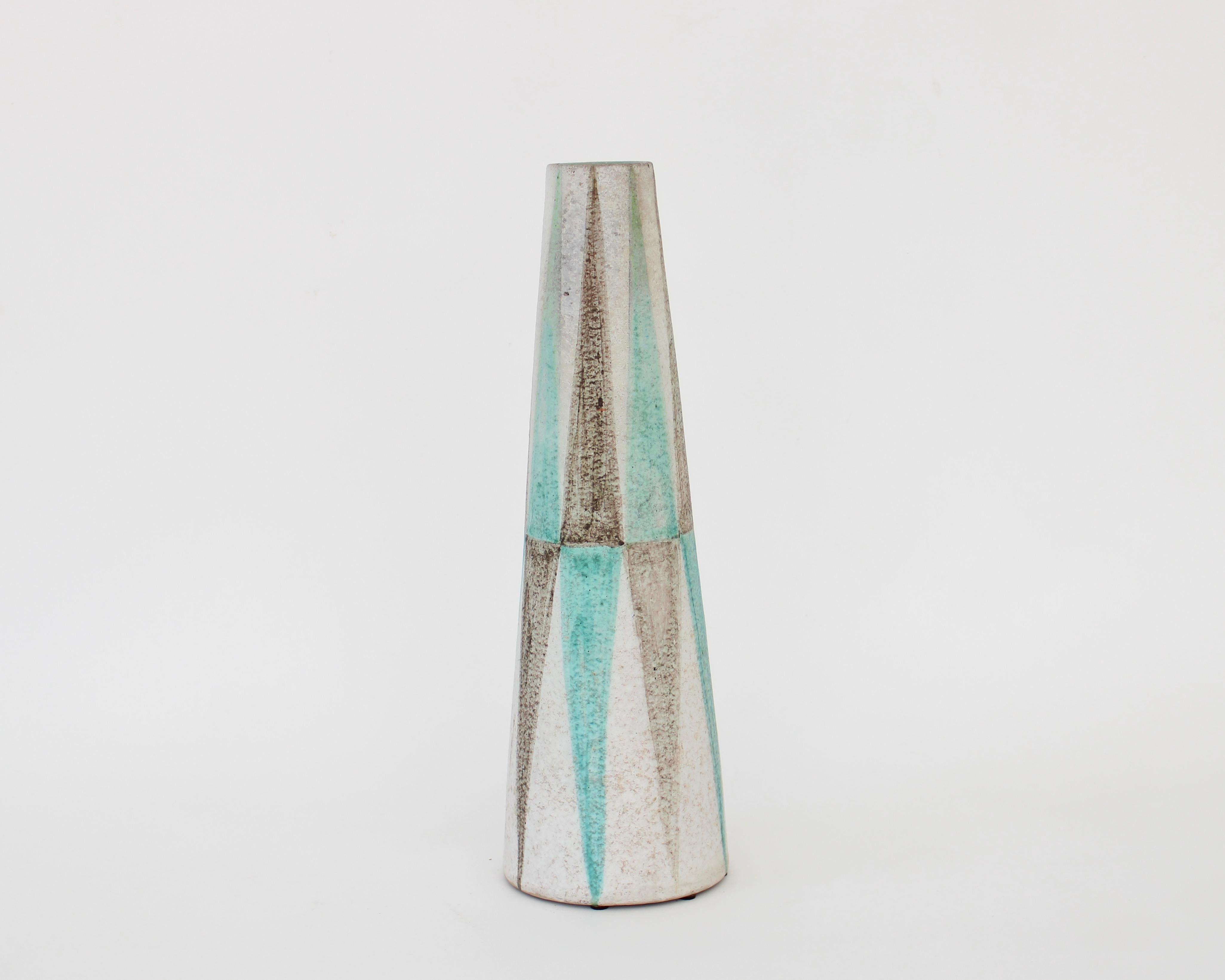 Milieu du XXe siècle Vase en céramique polychrome Italie Raymor attribué à Marcello Fantoni en vente