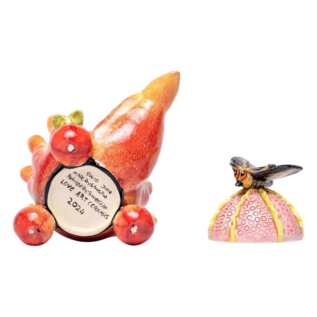 Modern Ceramic Pomegranate And Butterfly Jewelry Box  , hand made in South Africa For Sale