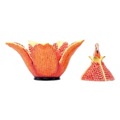 Ceramic Pomegranate And Flamingo  Jewelry Box  , hand made in South Africa