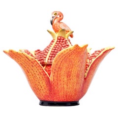 Ceramic Pomegranate And Flamingo  Jewelry Box  , hand made in South Africa