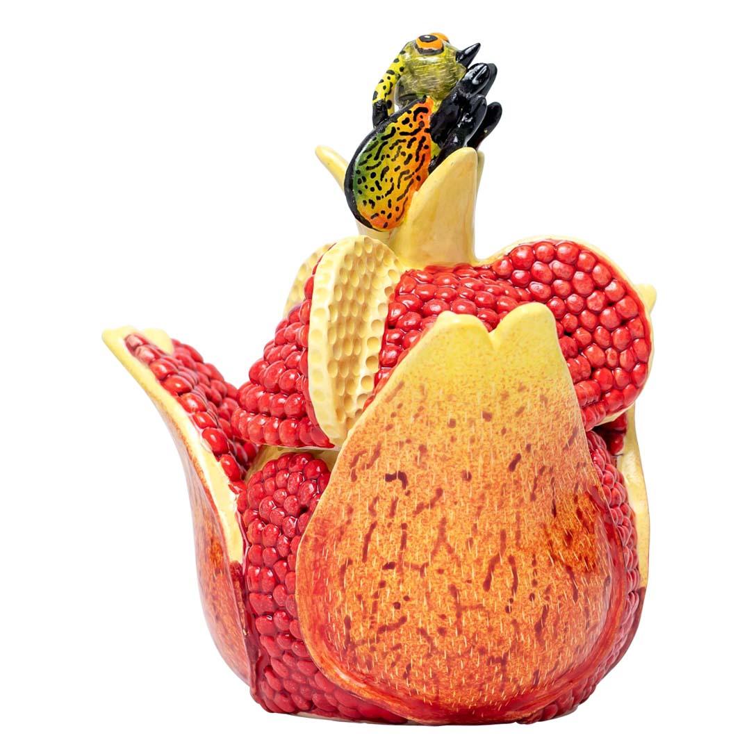 Hand-Painted Ceramic Pomegranate  Jewelry Box  , hand made in South Africa For Sale